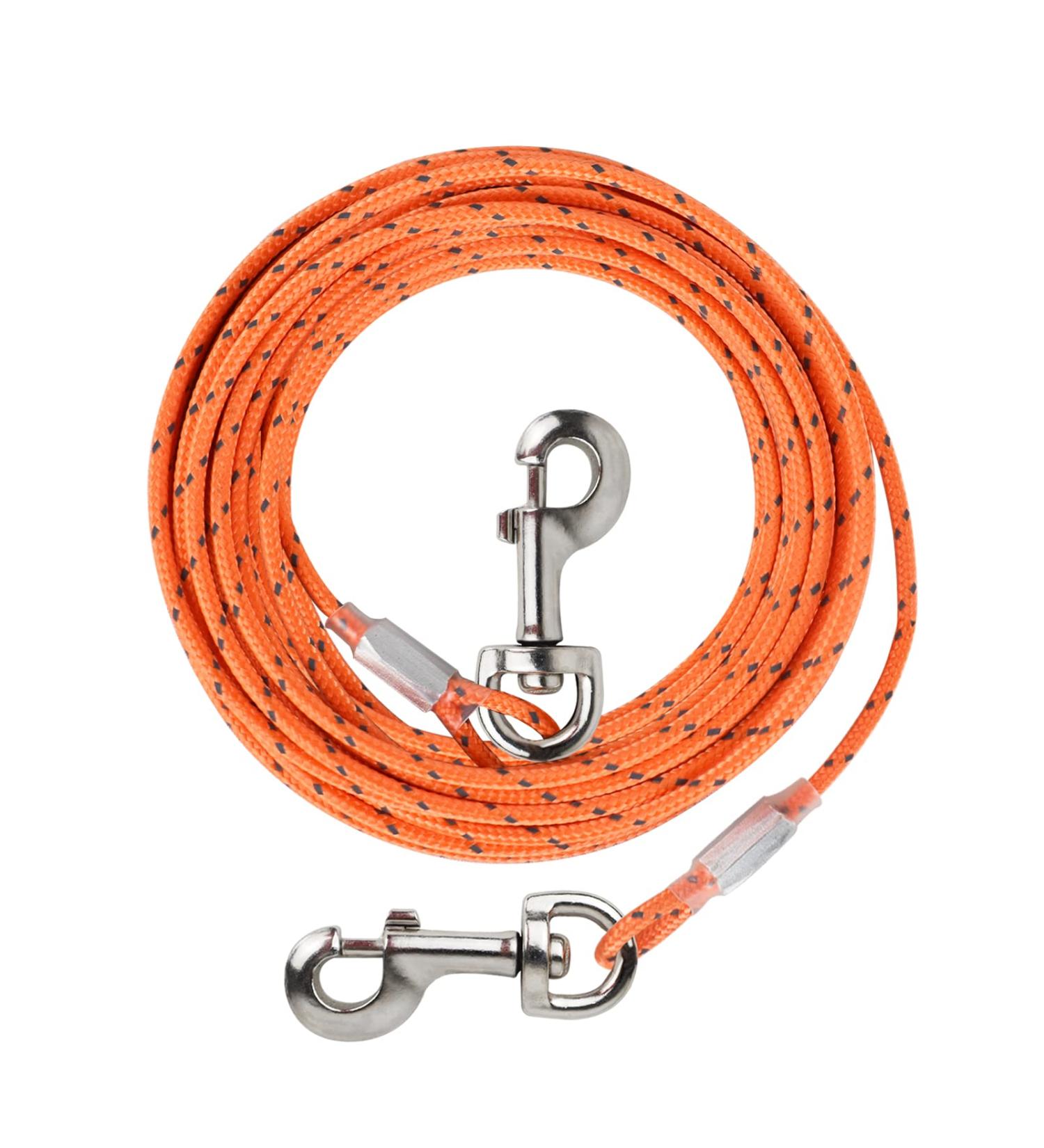 HaiYUAN Dog Tie Out Cable 10/15/20/30FT Dog Run Cable Orange/Grey Tie Out Cable for Dogs with Reflects Light Dog Cable for Large Dogs Heavy Duty for Outside Hold Large Dogs Up to 100LBS 10ft Orange4mm - Buy Online on GoSupps.com
