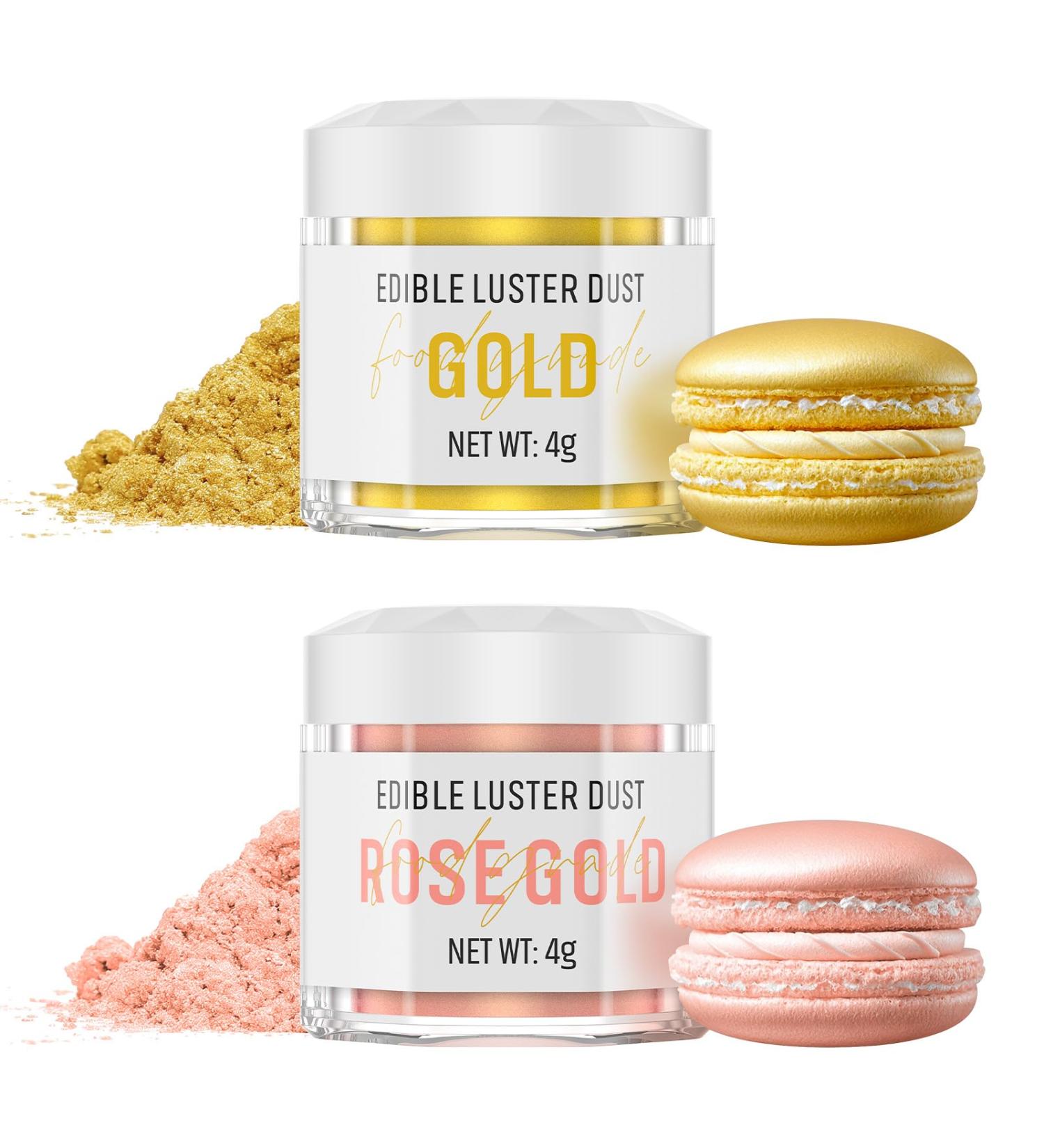 Edible Glitter Set - Gold & Rose Gold | Tasteless Glitter Powder for Drinks Cocktails Desserts Tarts & Chocolates - Buy Online on GoSupps.com