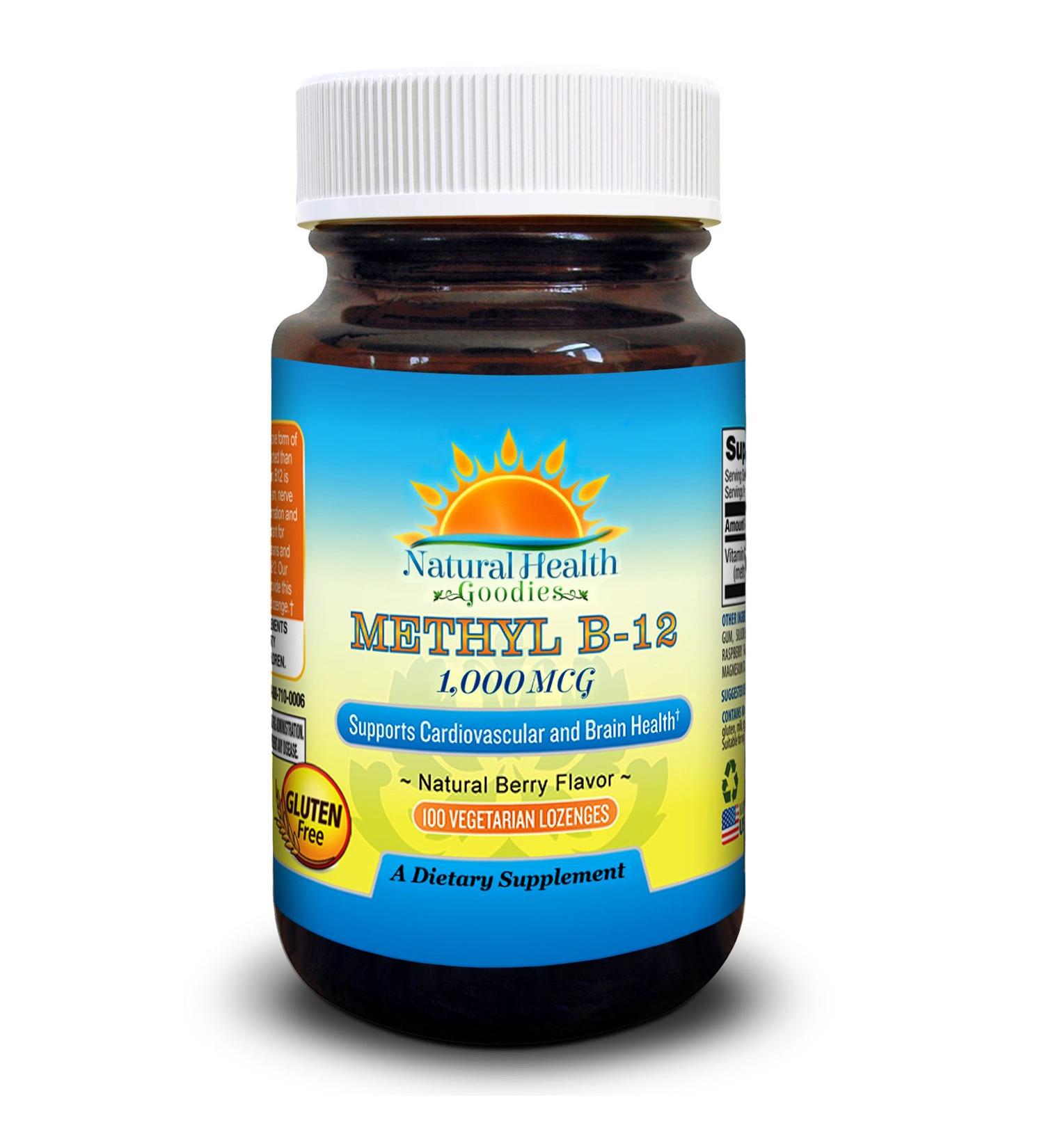 Vegan Sublingual B12 Methylcobalamin 1000mcg Chewable Lozenges by Natural Health Goodies - Buy Online on GoSupps.com
