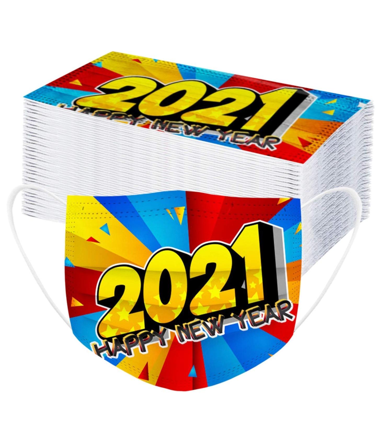 ZQP 50PCS Happy New Year Face_Mask for Women Men 2021 Disposable Breathable 3 Ply Filter Face Protective Balaclava Mouth Dustproof Anti-Droplets Face Scarfs Bandanas for Adults Goodbye 2020 - Buy Online on GoSupps.com