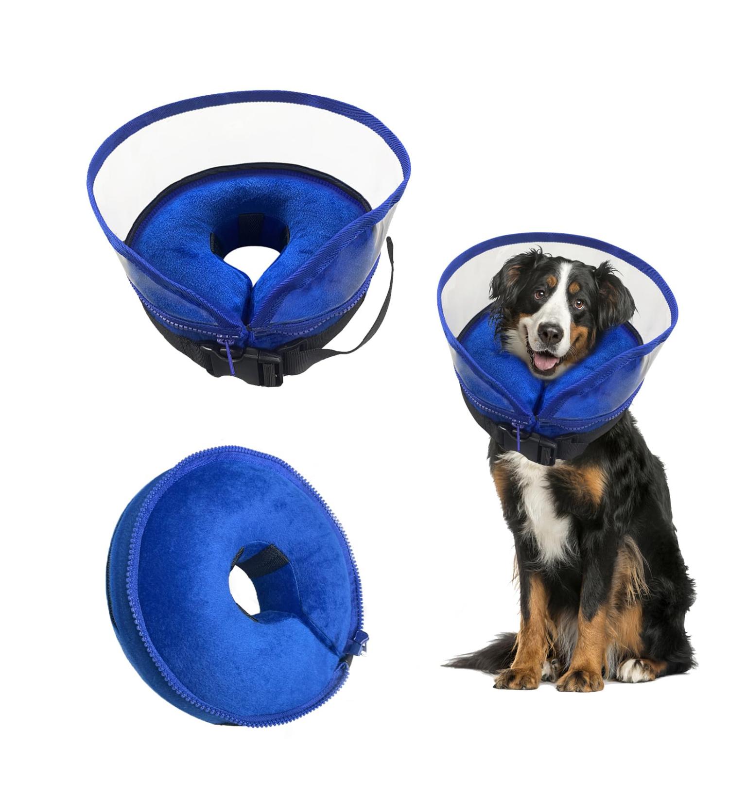 Yoolhamy Inflatable Dog Collar with Enhanced Anti-Licking Baffle | 2-in-1 Removable Cone for Small, Medium, Large Dogs | Soft Recovery Collar to Prevent Scratching | M+ Size - Buy Online on GoSupps.com