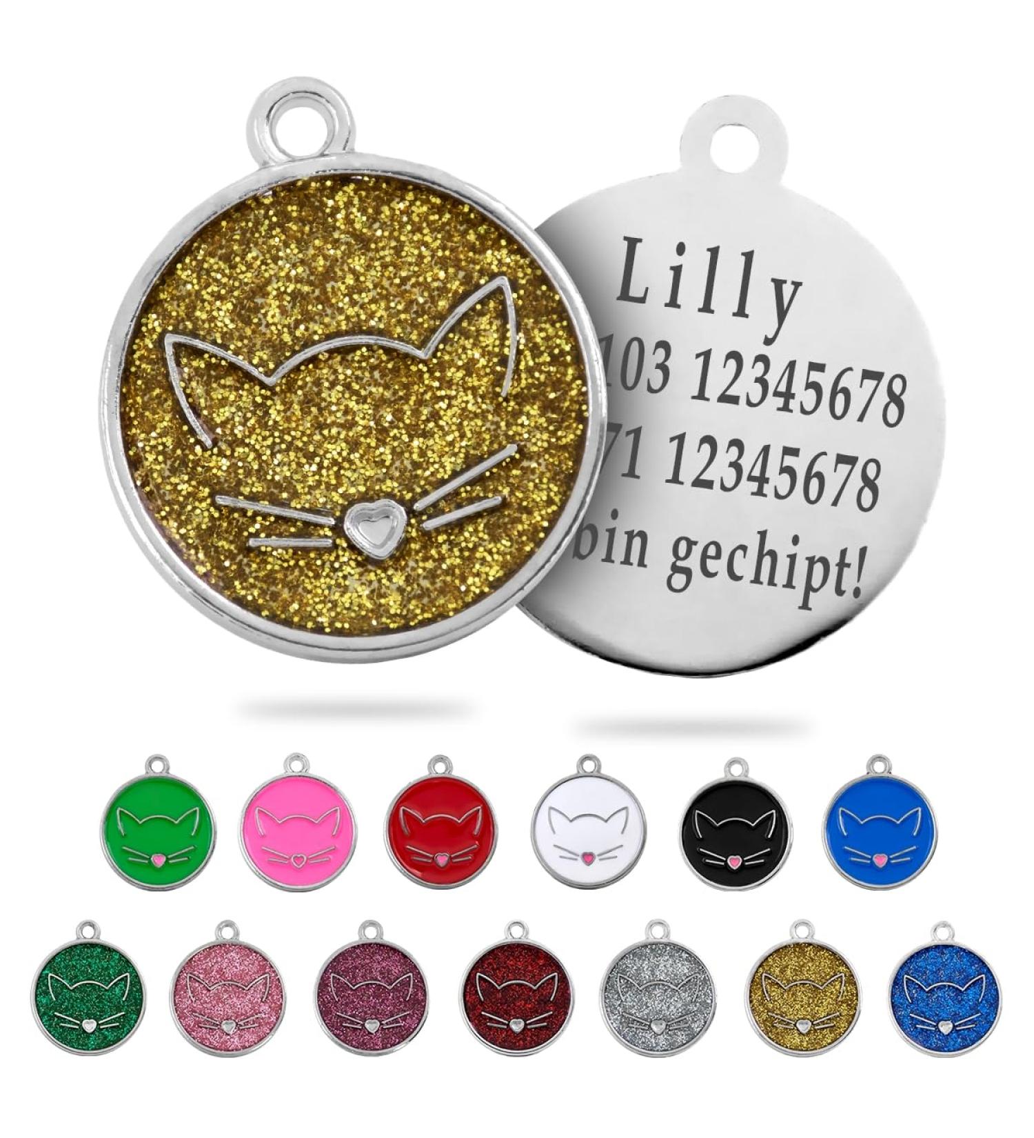 Personalized Ibera Gifts - Engraved Cat Collar for Medium to Large Cats | Glitter Gold Design - Buy Online on GoSupps.com