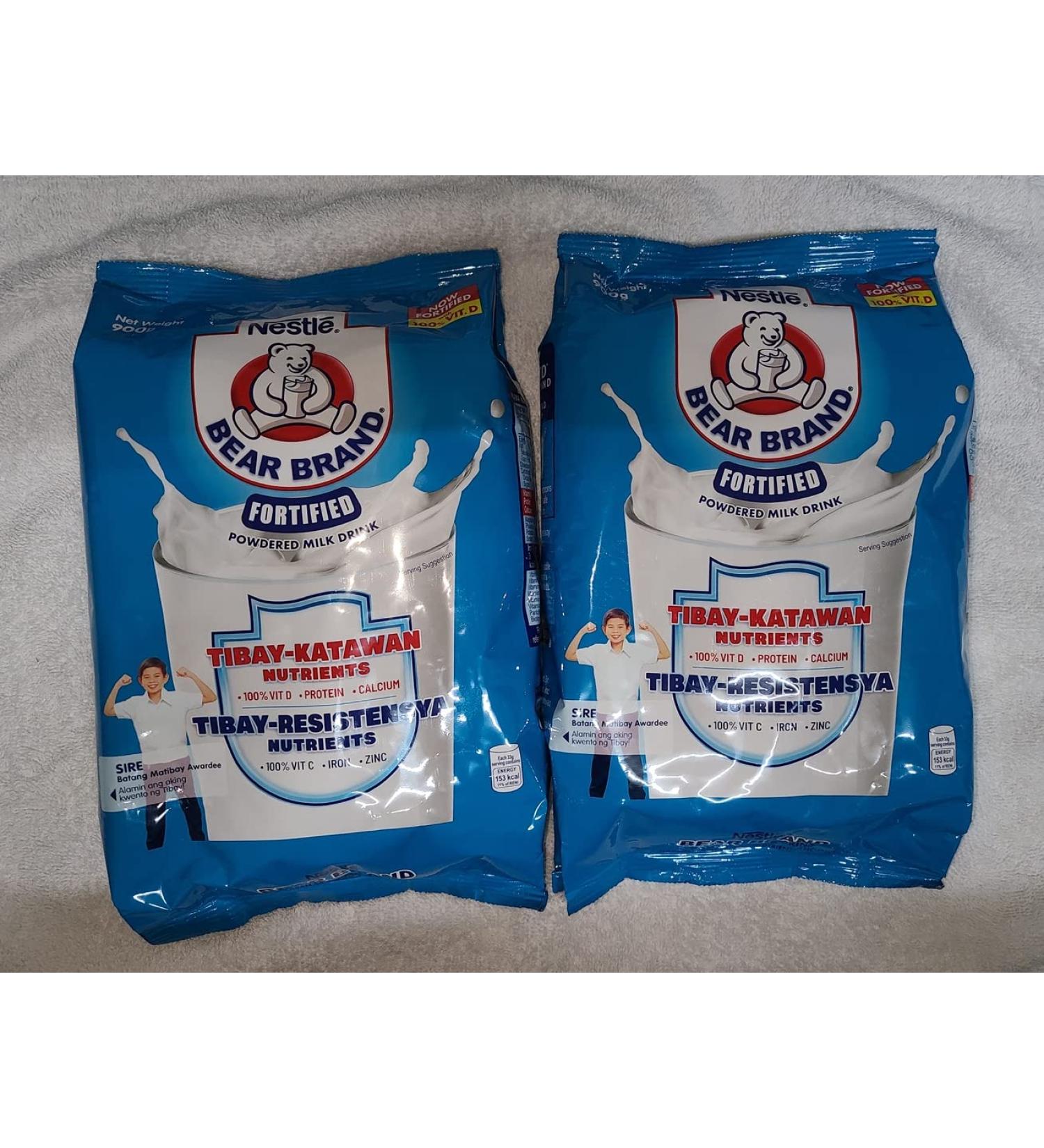 2 x 900 grams Bear Brand Fortified Powdered Milk Drink w/Iron, Zinc & Vitamin C (2 x 900) 1.98 Pound (Pack of 2)