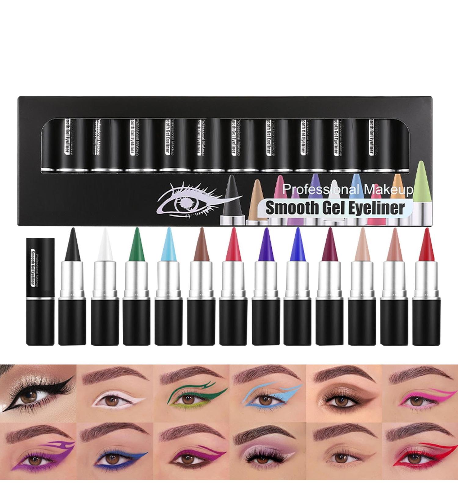  Naqqios Set of 12 waterproof and smudge-proof gel eyeliners for eyeliner and eyeshadow in a natural matte color - Buy Online on GoSupps.com