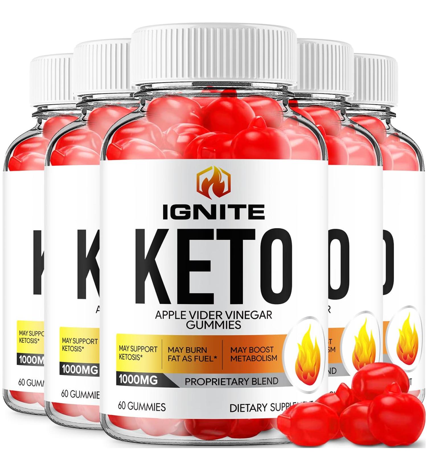 (5 Pack) Ignite Keto ACV Gummies - Advanced Formula Ignite Keto Plus ACV Gummies Apple Cider Vinegar Ignite ACV Dietary Supplement Men Women (300 Gummies) - Buy Online on GoSupps.com
