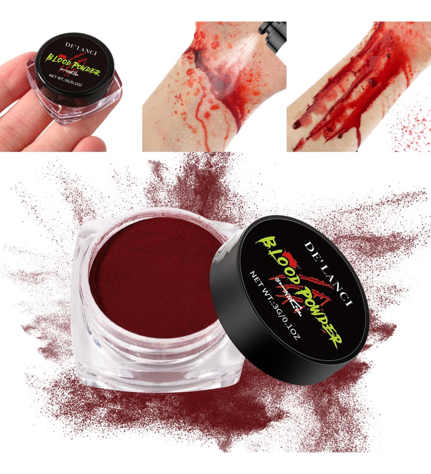 DE'LANC Artificial Blood Powder - Water-Soluble Fake SFX Makeup for Halloween Parties - 3g/0.10 Oz - Buy Online on GoSupps.com