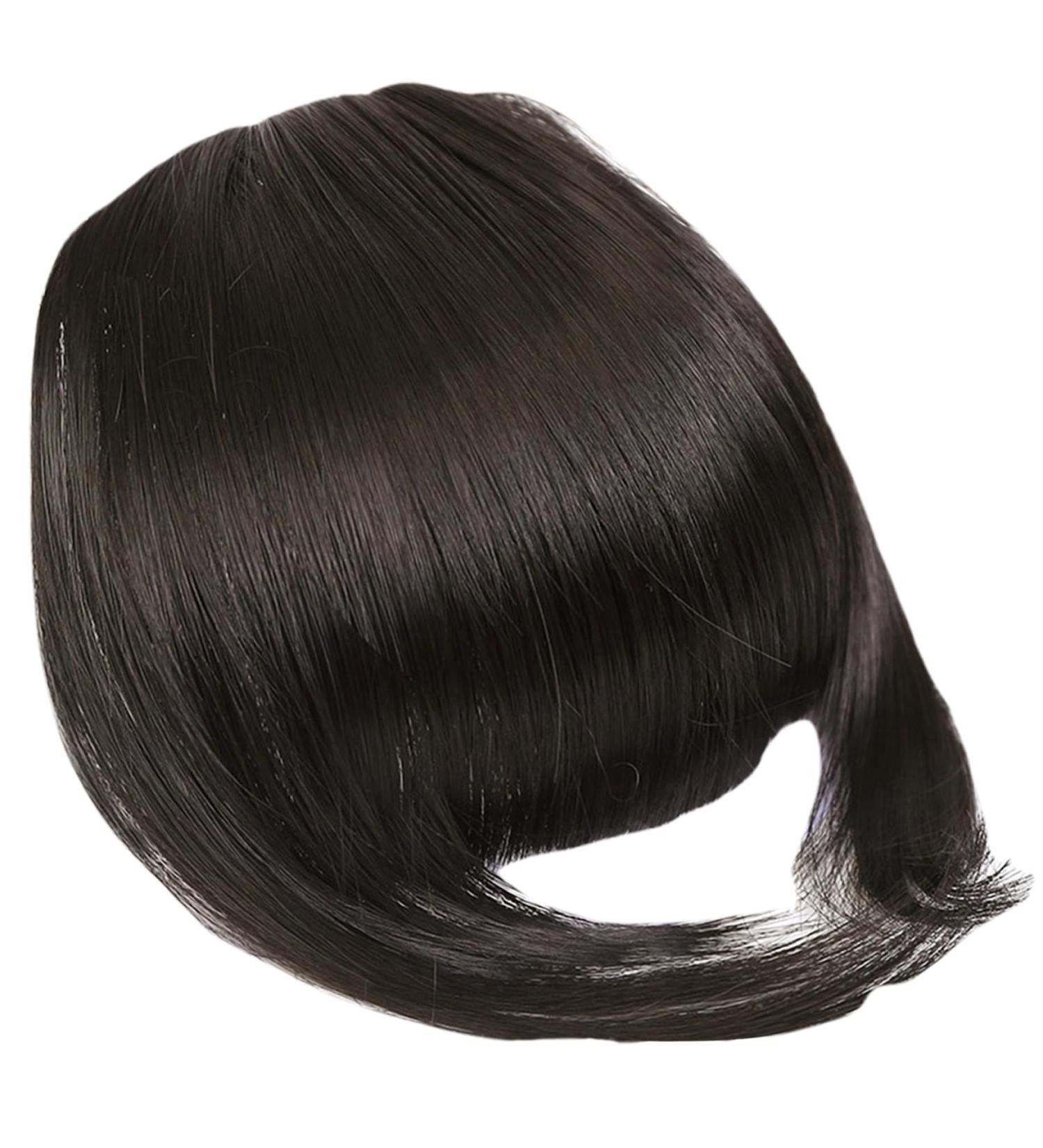 Clip in Fringe High Temperature Fiber Clip in Bangs with Temple Hair Natural Look Fake Flat Bangs Front Face Fake Fringe for Women Girl Style3 - Buy Online on GoSupps.com