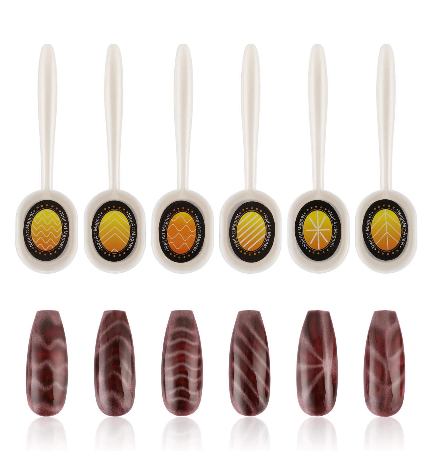 MWOOT 6-Piece Nail Magnet Tool Set | 3D Cat Eye Nail Art Magnet Pen for Gel Polish | Magical Nail Tools for Perfect Nail Designs - Buy Online on GoSupps.com