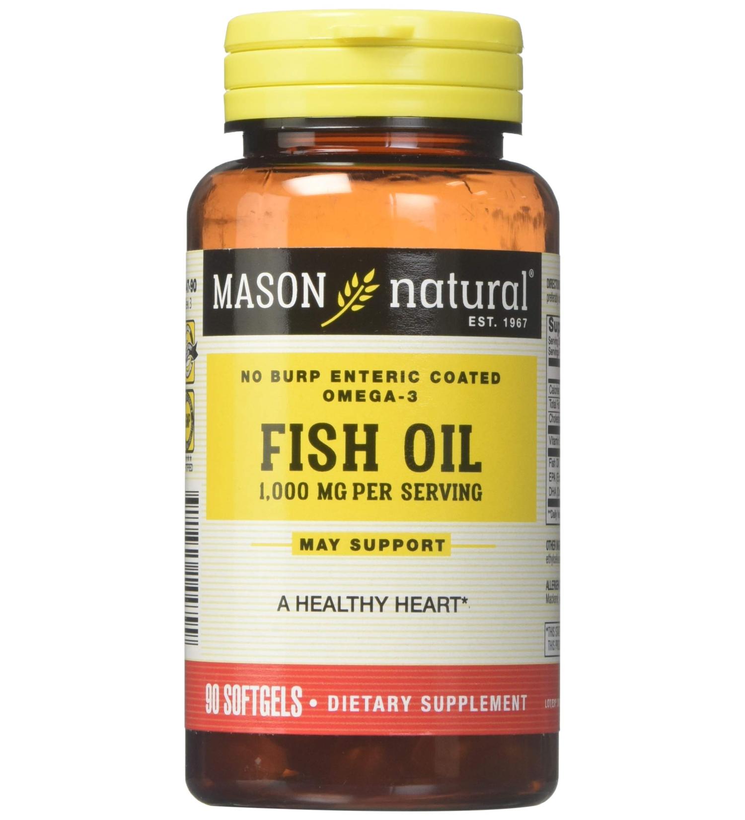 Mason Natural Fish Oil 1000 mg - 90 Softgels for Heart & Joint Health - Buy Online on GoSupps.com