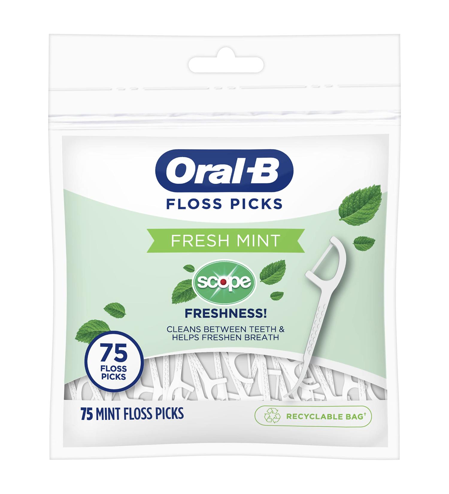 Buy Oral-B Burst of Scope Dental Floss Picks - Fresh Mint 75 Count (Pack of 6) - Total 450 Count | Premium Dental Care for Healthy Teeth - Buy Online on GoSupps.com