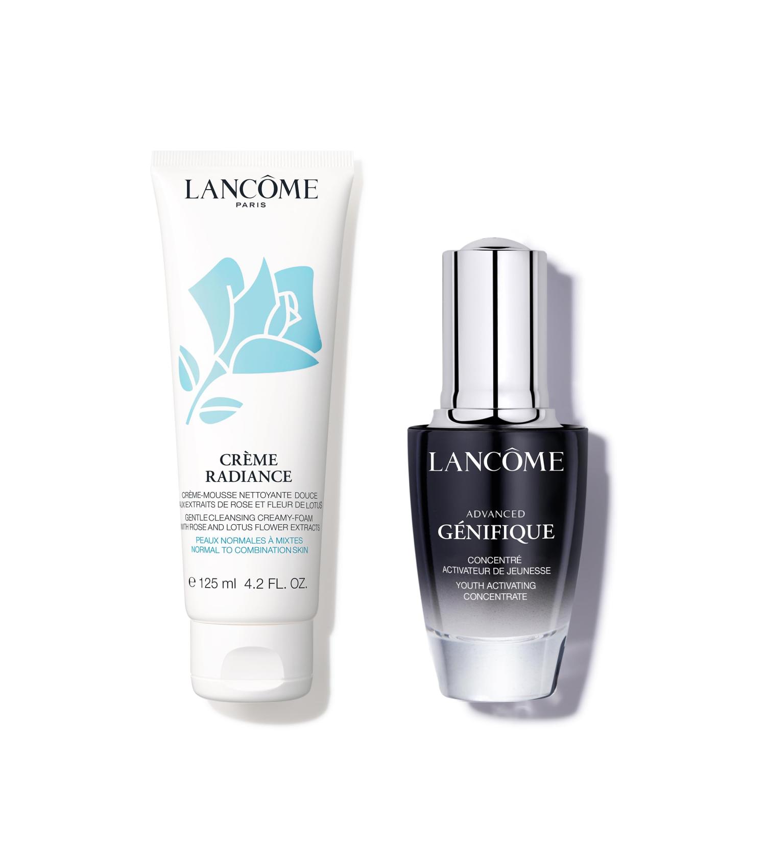 Lanc me Nightime Skincare Routine Duo - Cr me Radiance Cream-to-Foam Face Cleanser 4.2 Fl Oz & G nifique Radiance Boosting Anti-Aging Face Serum 0.67 Fl Oz - Buy Online on GoSupps.com