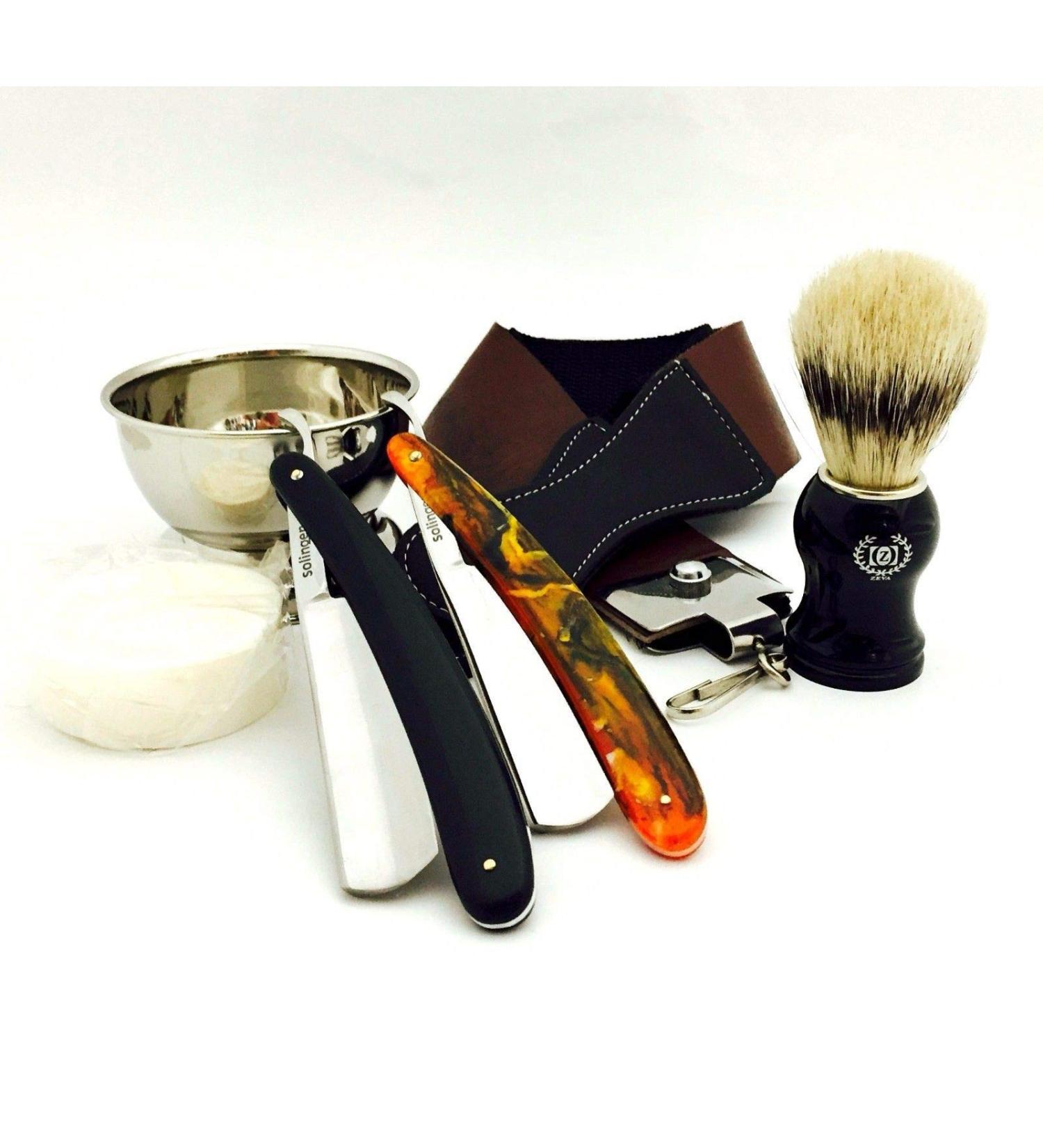 ZEVA Dark Wood Handle Straight Razor Set with Leather Strop - Premium Men s Cut Throat Shaving Kit in Gift Box | International Shipping Available - Buy Online on GoSupps.com