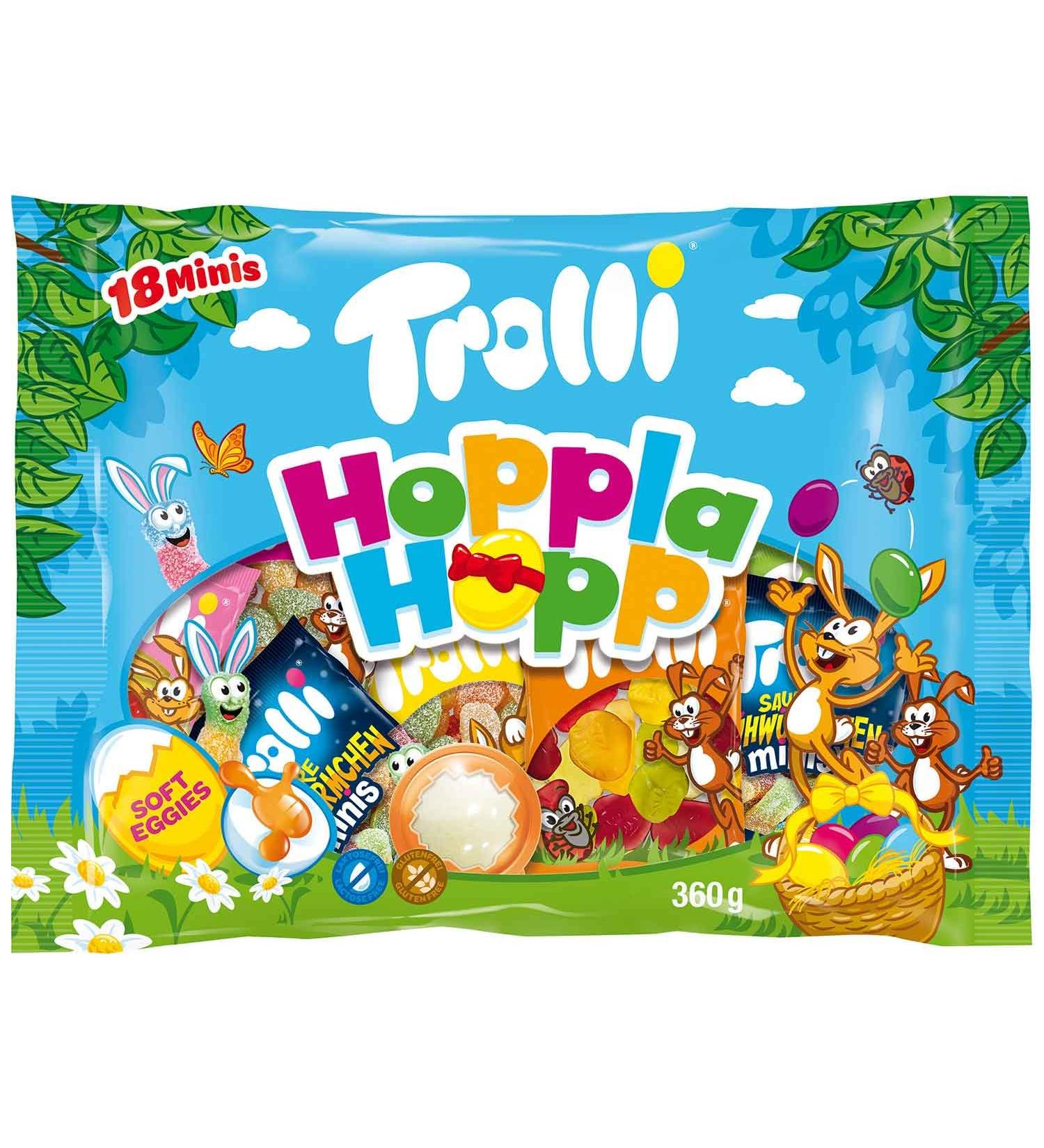 Kywi Trolli Hopp Minis - Pack of 18 Fruit and Foaming Sugar Candies - Colorful Mix of Fruit and Foaming Sugar Candies - Perfect for Easter Nests and Hide-and-Seek - Easter Figurines