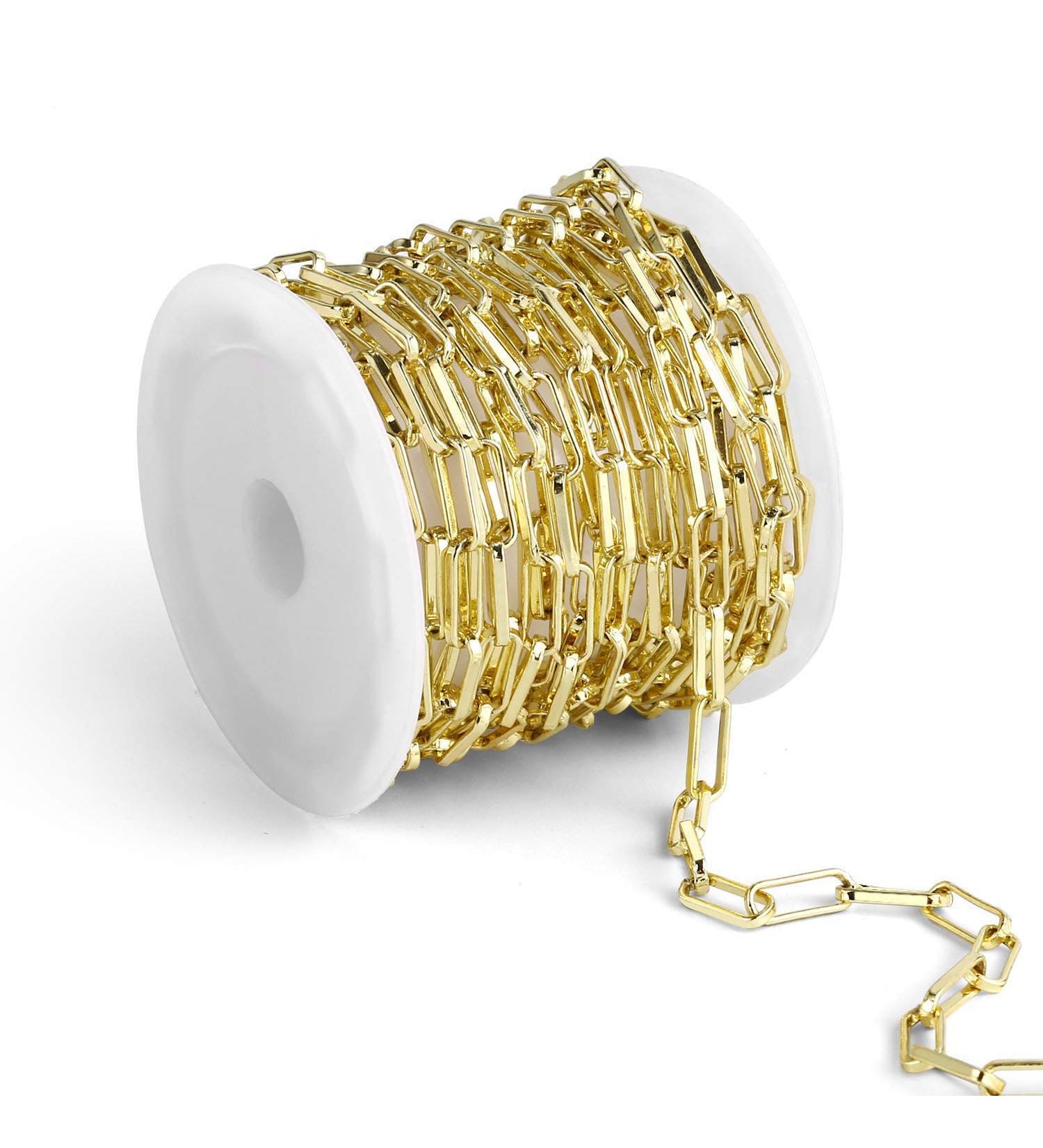 ALEXCRAFT 12ft 14K Gold Plated Paperclip Chain Link Necklace Bulk - 4x10mm - DIY Jewelry Making - Buy Online on GoSupps.com