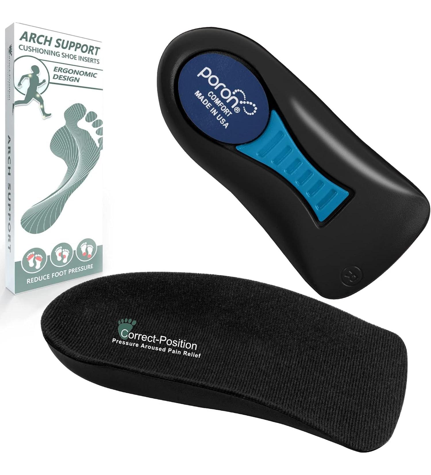 Orthopedic Insoles for Plantar Fasciitis & Flat Feet - High Support Arch Inserts (EU 36-41 Black) - Shock-Damping Relief for Heel & Midfoot Pain - Buy Online on GoSupps.com