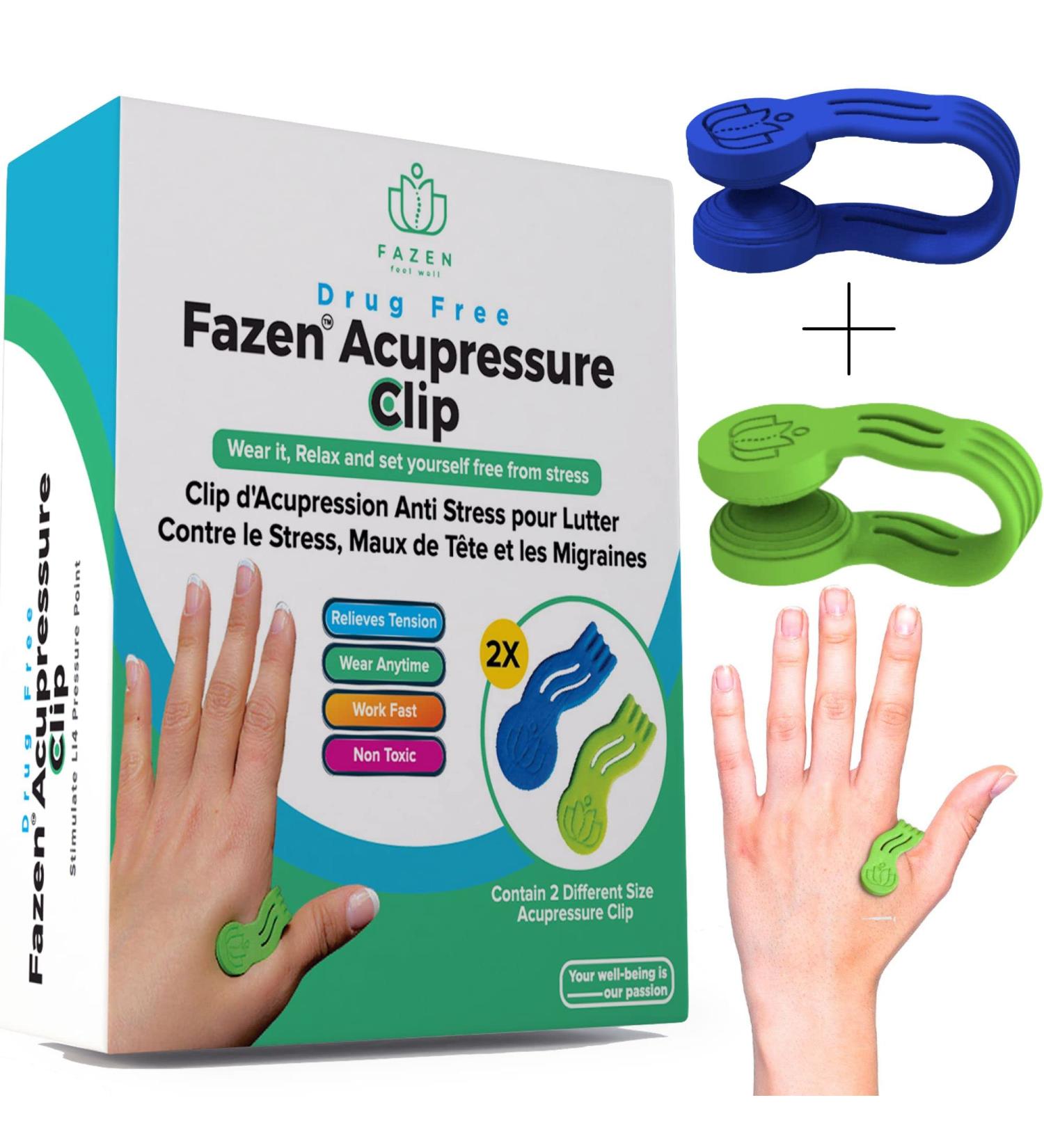 Buy 2 Acupressure Clips - Fazen Portable Device for Headache & Migraine Relief | Stress Reduction & Relaxation - Buy Online on GoSupps.com