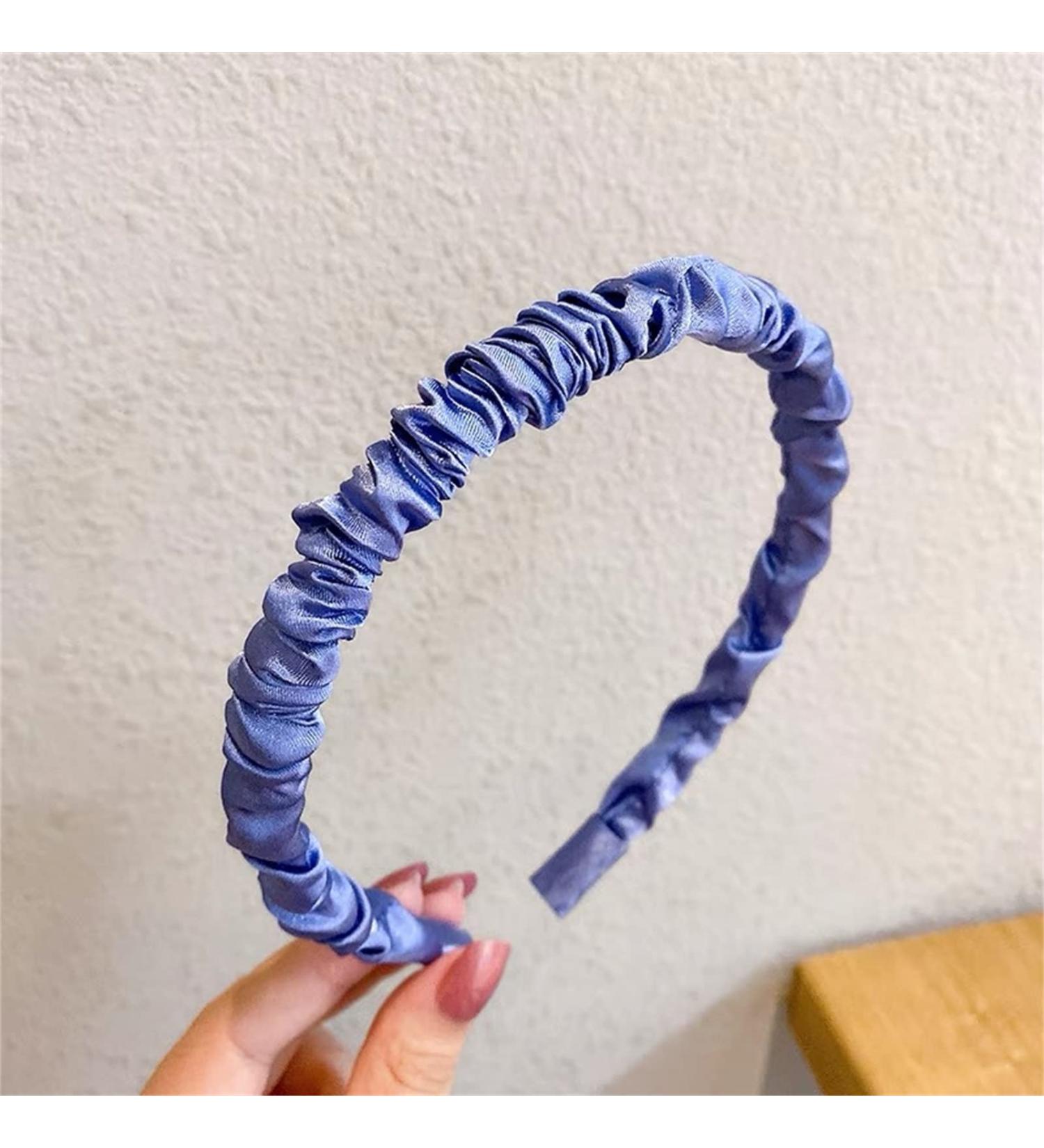 Verdant Touch Ruched Hair Band Ruched Satin Pleated Headband Hair Hoop for Women and Girls Dark Blue - Buy Online on GoSupps.com