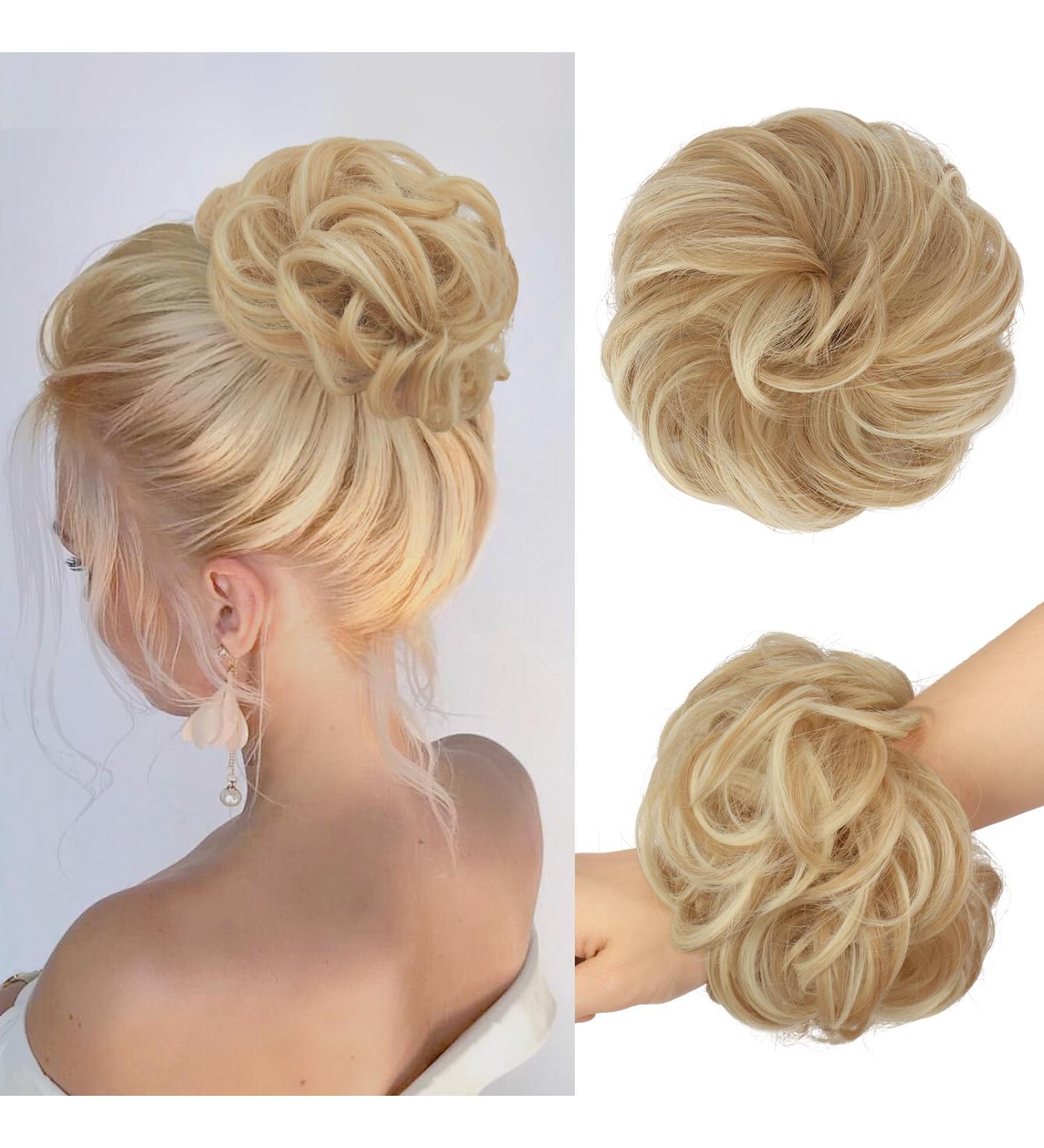 Fine Hair Part with Rubber Band | Large Dutt Hair Tie & Extensions for Women | Dark Gold Mixture Blonde 55g - Buy Online on GoSupps.com