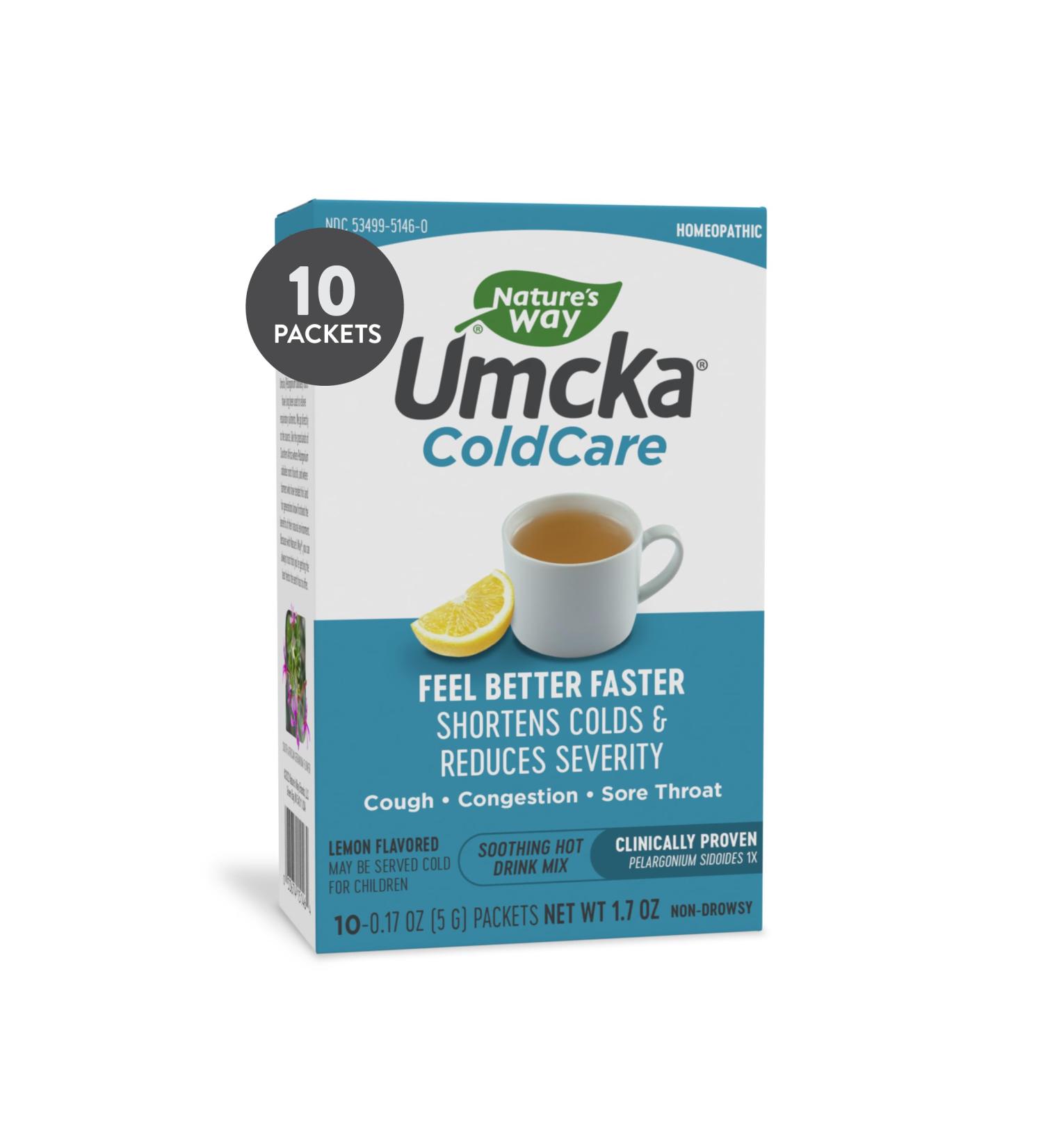 Nature's Way Umcka ColdCare Lemon Flavored Hot Drink Mix - 10 Packets - Buy Online on GoSupps.com