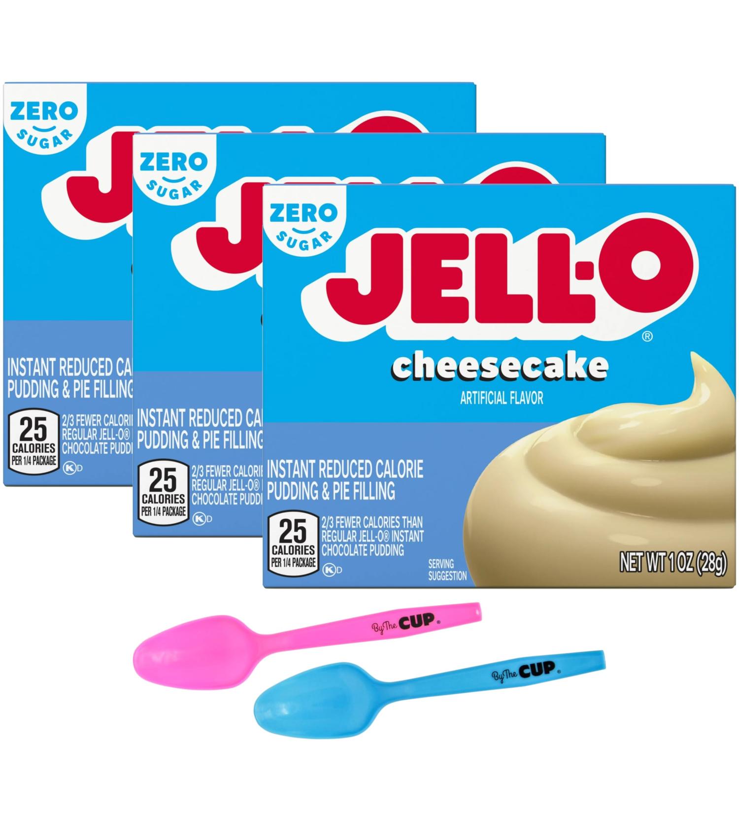 Jell-O Sugar Free Cheesecake Instant Pudding & Pie Filling Mix 1 oz Box (Pack of 3) with Mood Spoons - Buy Online on GoSupps.com