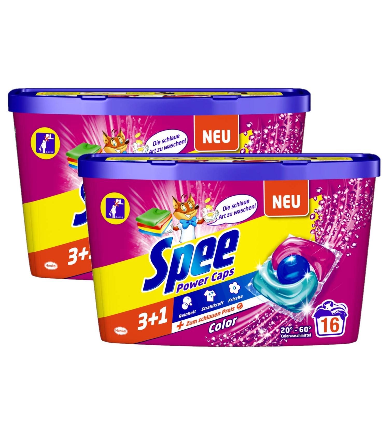 Spee Power Caps Color 3+1 | 32 Wash Pods (2x16 Pack) | Powerful Color Detergent for Radiance Purity & Freshness - International Shipping - Buy Online on GoSupps.com