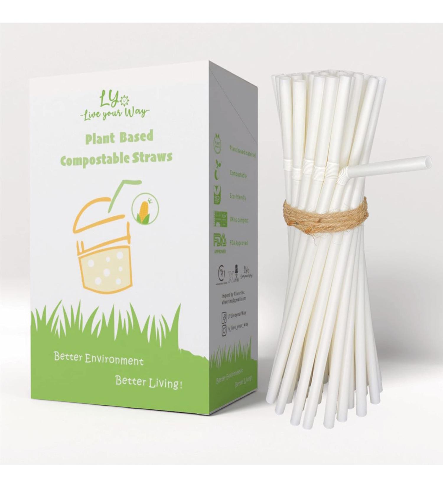 200-Pack Bendy/Flexible Plant-Based 100% Compostable and Biodegradable Straws -Live your Way- Flexible Straws / Vegetable-Based & Eco-Friendly Drinking Straws Alternative to Plastic and Paper Straws / Durable and Flexible / Special Packaging Easy to Open  - Buy Online on GoSupps.com