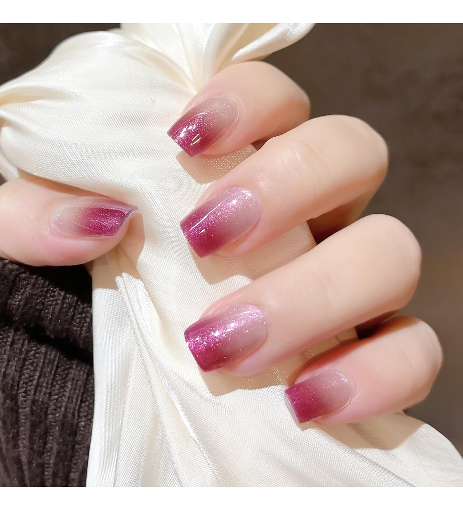 Semi Cured Gel Nail Polish Strips 20Pcs Glitter Pink Gel Nail Stickers Long Lasting Waterproof Semi Cured Gel Nail Wraps Easy to Apply & Remove for Salon-Quality Manicure UV/LED Lamp Required - Buy Online on GoSupps.com