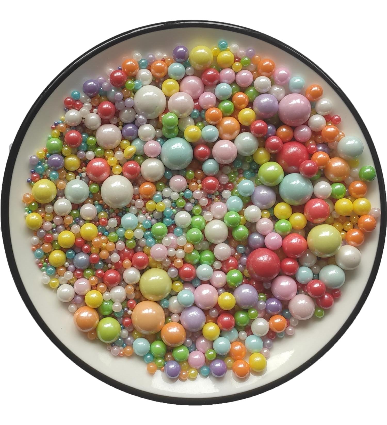 Edible colorful rainbow sugar pearl sugar sprinkles dessert strandel cake cupcake topper cookie decorations sweet sugar sprinkles for weddings and daily cake decorations pearl rainbow