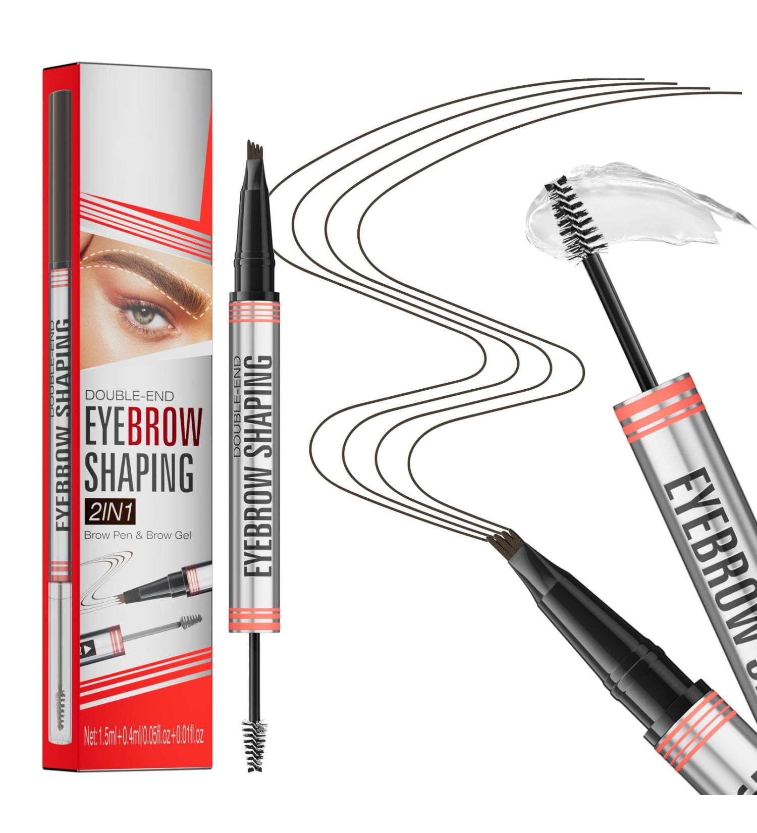 Shop Dark Brown Eyebrow Pencil - 2-in-1 Microblading Pen & Waterproof Gel for Long-Lasting Natural Brows - Buy Online on GoSupps.com
