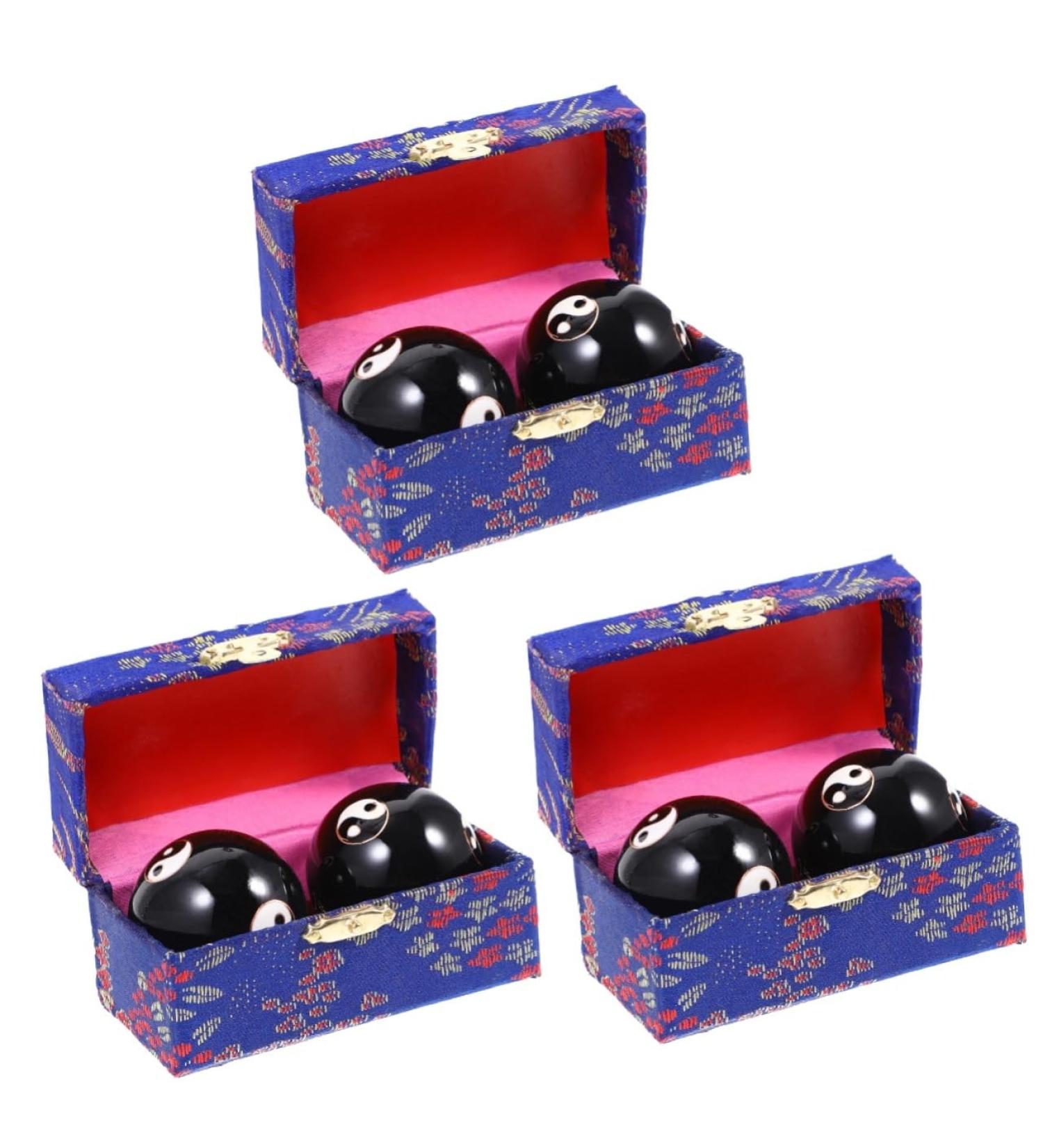 Fomiyes 6-Pack Massage Globe & Balance Ball - Hand Massage Roller & Metal Baoding Balls for Meditation and Fitness - Magnetic Cloisonn Emille Medicine Balls - Buy Online on GoSupps.com