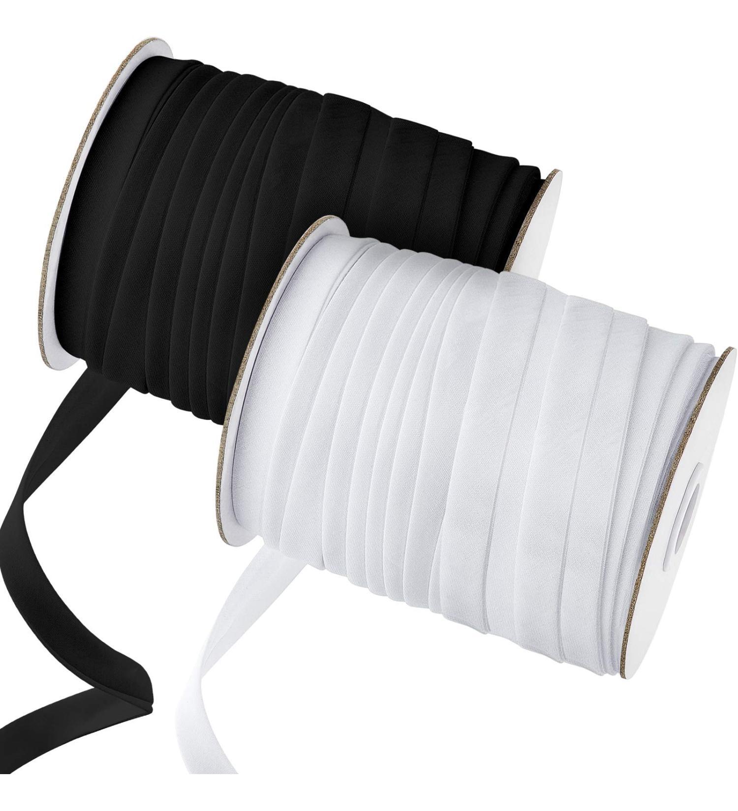 Jetec 1/2 Inch x 100 Yards Double Fold Bias Tape - 2 Rolls Black and White - DIY Sewing Garment Accessories - Buy Online on GoSupps.com