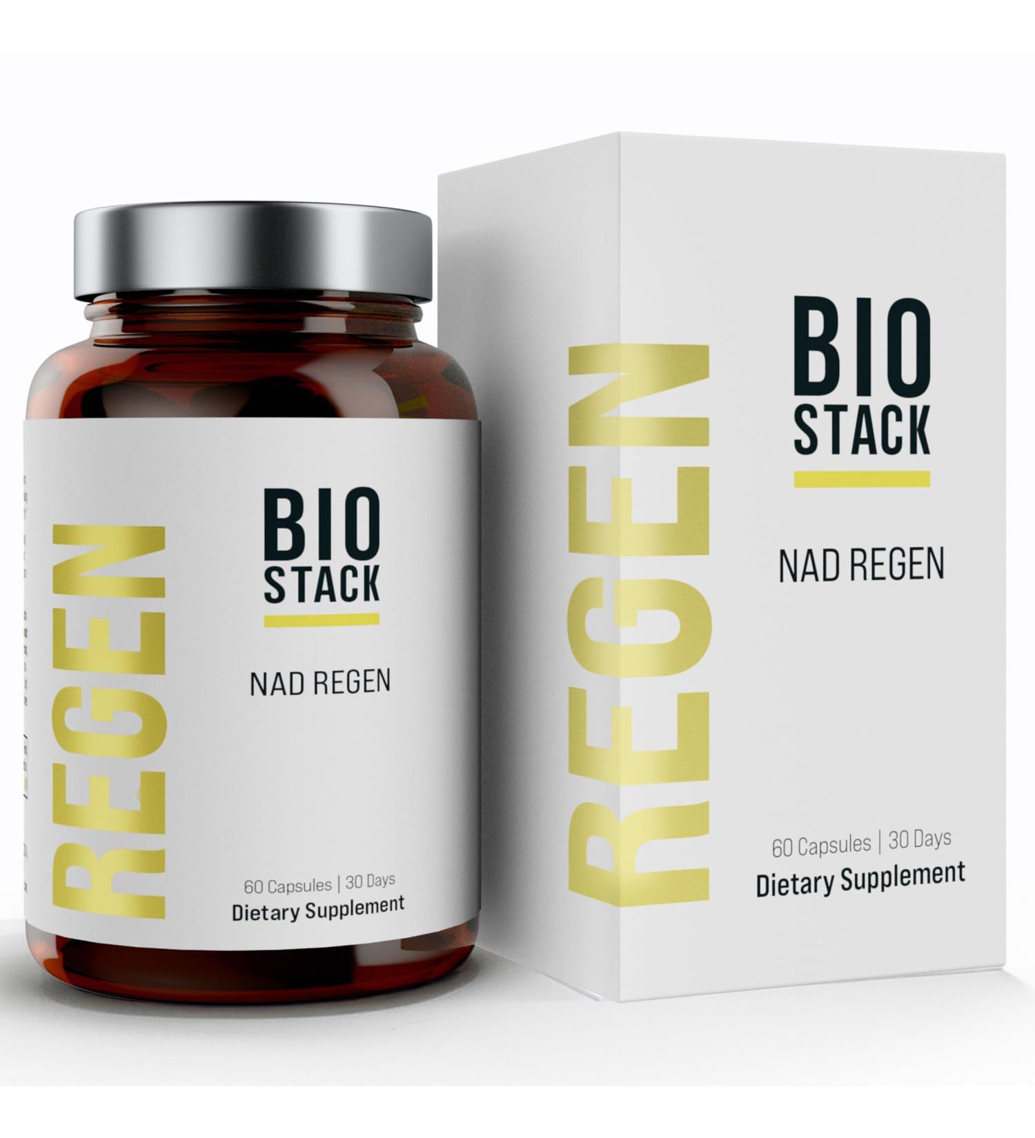 BIOSTACK NAD Regen (30 Days Supply) - Advanced NAD+ Supplement with NAD3 Y th Spermidine Resveratrol Niacinamide | NMNH Alternative | Anti Aging Longevity & Cellular Health Vitamin B3 Complex 60 Count (Pack of 1) - Buy Online on GoSupps.com