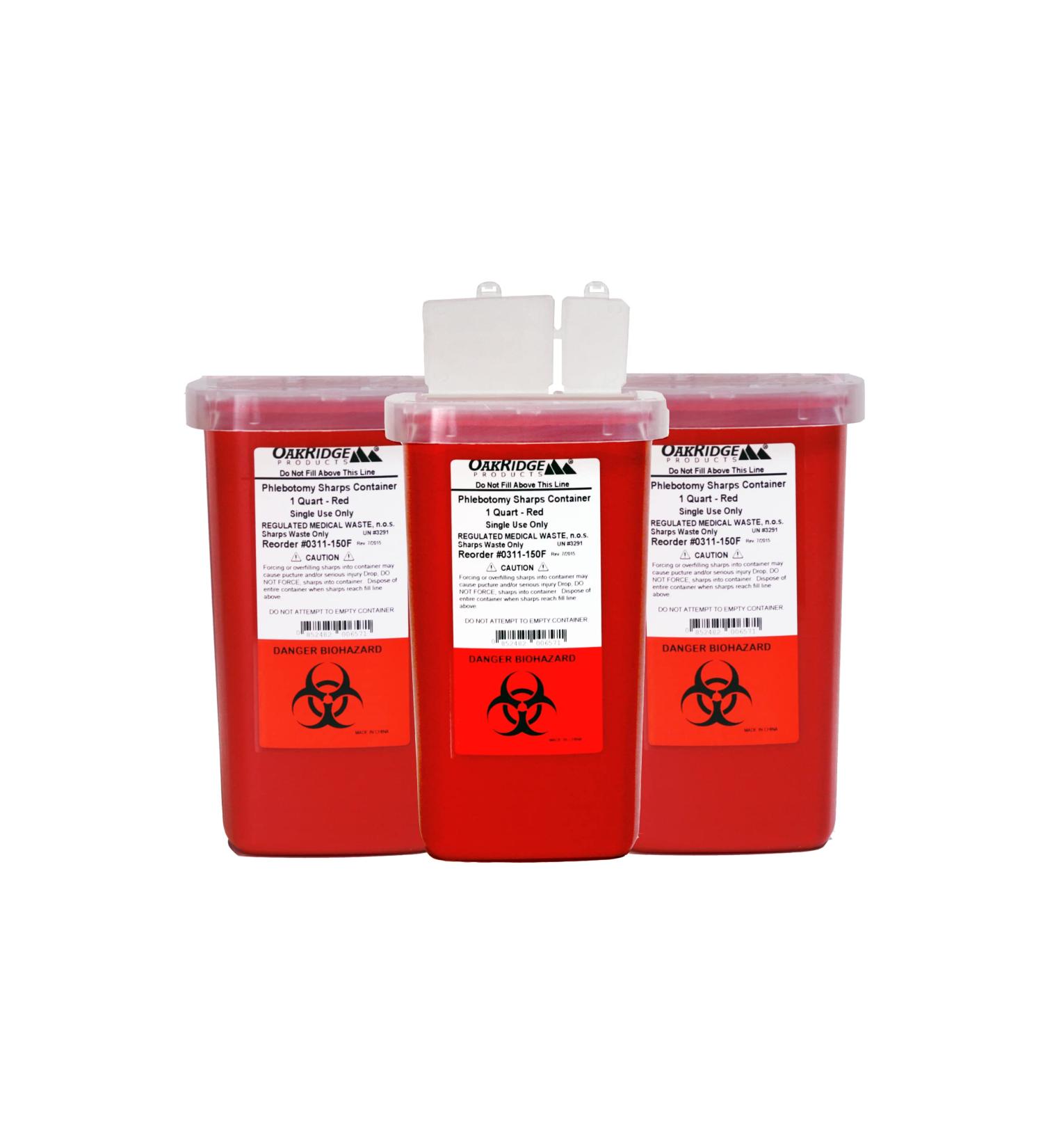 1 Quart Oakridge Sharps Container (Pack of 3) with Flip Lid - Ideal for Diabetics - Buy Online on GoSupps.com