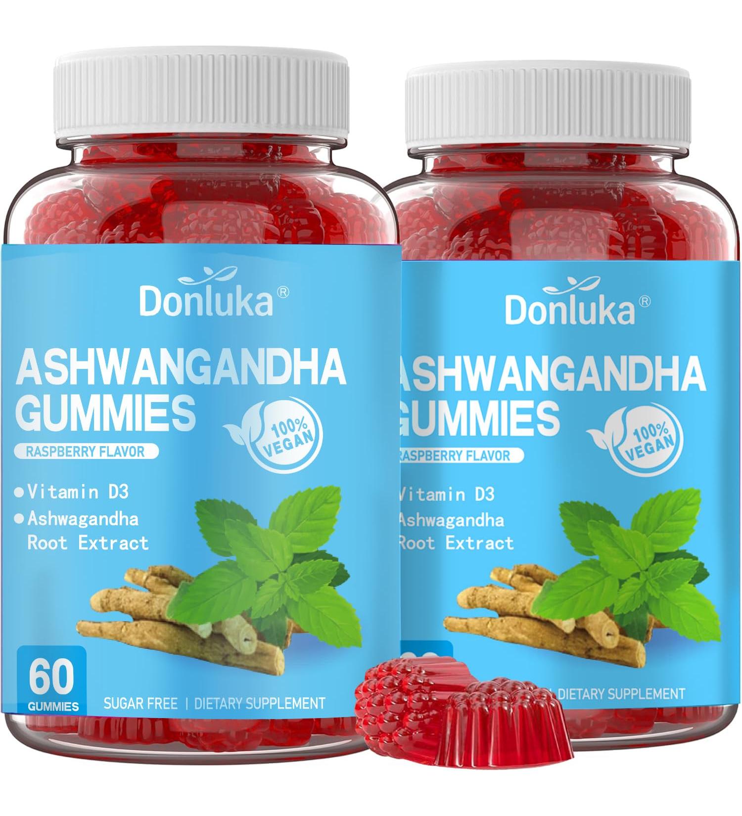 Donluka Supplement for Sleep Ashwagandha and Vitamin D3 Gummies 120 Count Boost Energy Supports Calmness Supports Steady Energy Levels Sugar Free Non-GMO (2 Pack) - Buy Online on GoSupps.com