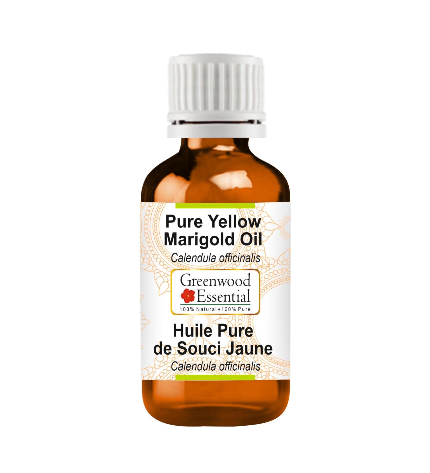Greenwood Essential Yellow Marigold Oil (Calendula officinalis) | Infused | Pure | Non-Sticky | Lightweight | Gentle Blend | For Skin Application | For Men & Women | All Skin Types | 100ml (3.38 oz) 3.38 Fl Oz (Pack of 1) - Buy Online on GoSupps.com