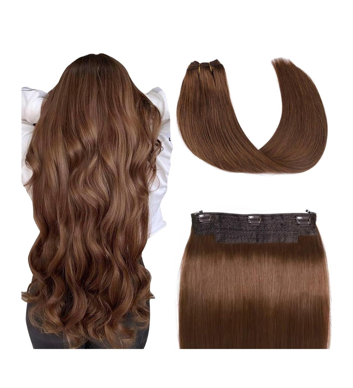 Hair Extensions 16-26 inch Wire Hair Extensions Real Human Hair Wire Hair Silky Straight Dark Brown Human Hair Extensions One Piece Wire Hair Extensions with Fish Line Natural Human Hair(18 inches) 18 inches Color 4 - Buy Online on GoSupps.com