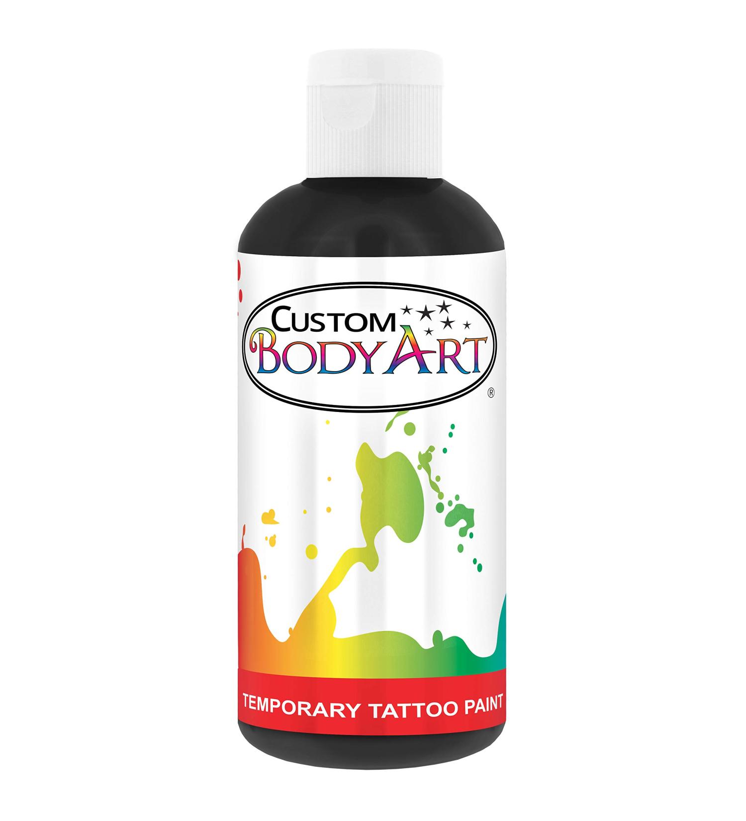 Custom Body Art 8oz Black Temporary Airbrush Tattoo Paint - Alcohol Based - Buy Online on GoSupps.com