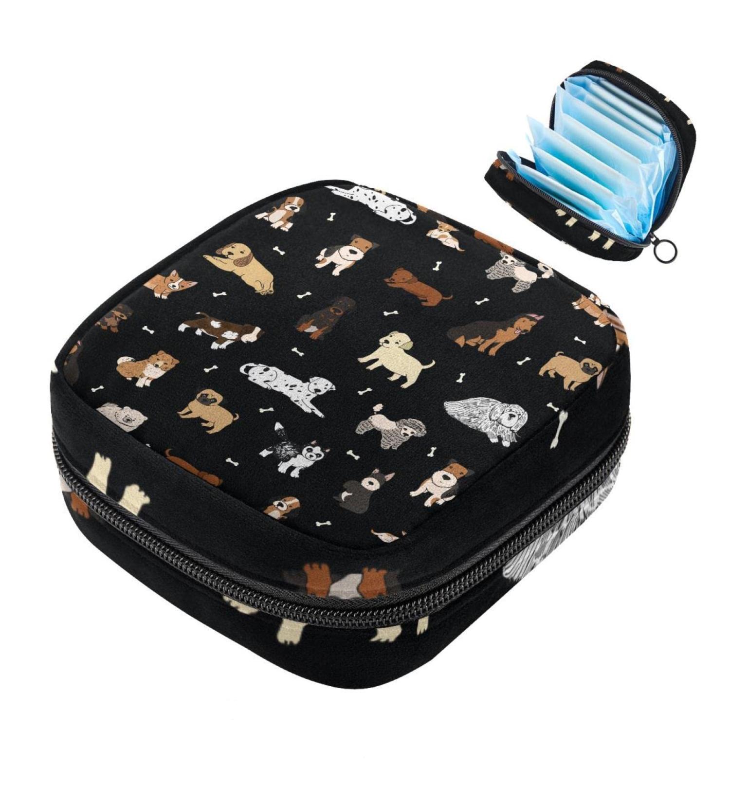 Shop Cute Dog Pattern Women's Binding Storage Bag - Stylish Menstrual & Tampon Zip Pockets | Multi-Functional Organization - Buy Online on GoSupps.com