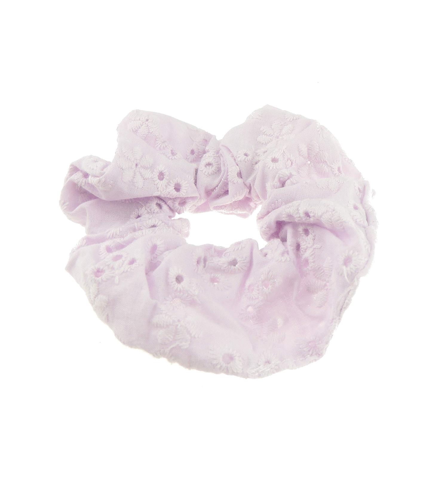 Girls Ladies Summer Essential Broderie Anglais Classic Pastel Hair Tie (Lilac)