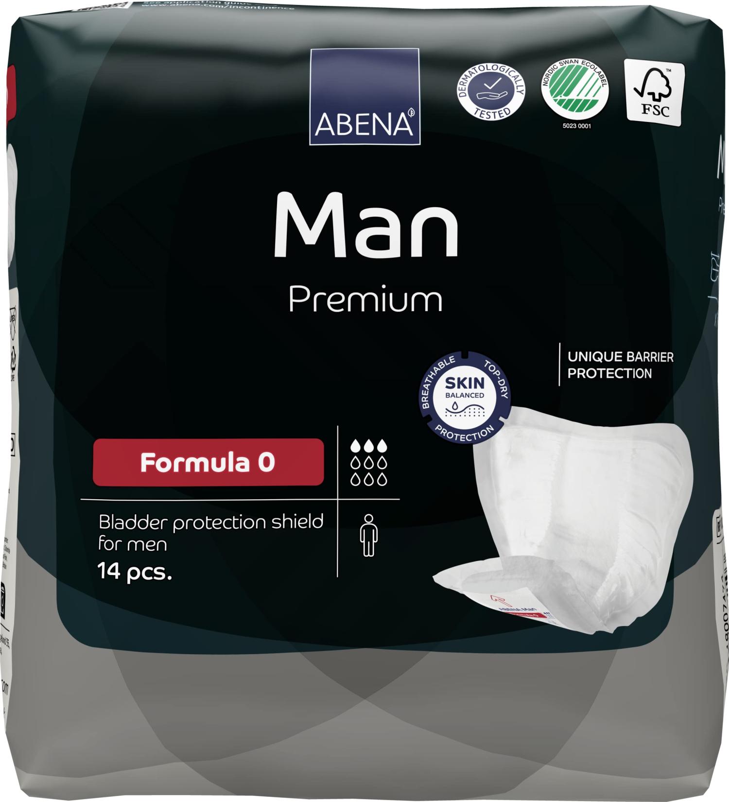 Abena Man Formula 0 Incontinence Pads for Men - Eco-Friendly, Extra Protection, Fast Absorption - 14PK - Buy Online on GoSupps.com