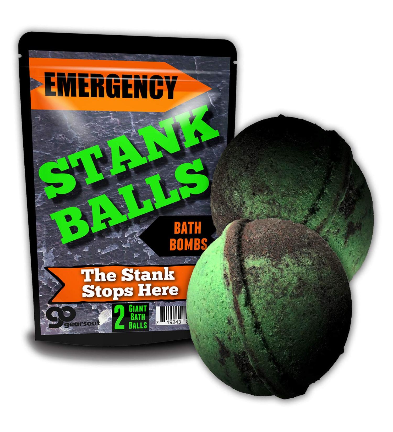 Emergency Stank Balls XL Bath Bombs - Handcrafted in USA, Black & Green Marbled - Funny Bath Fizzers for Men - Buy Online on GoSupps.com