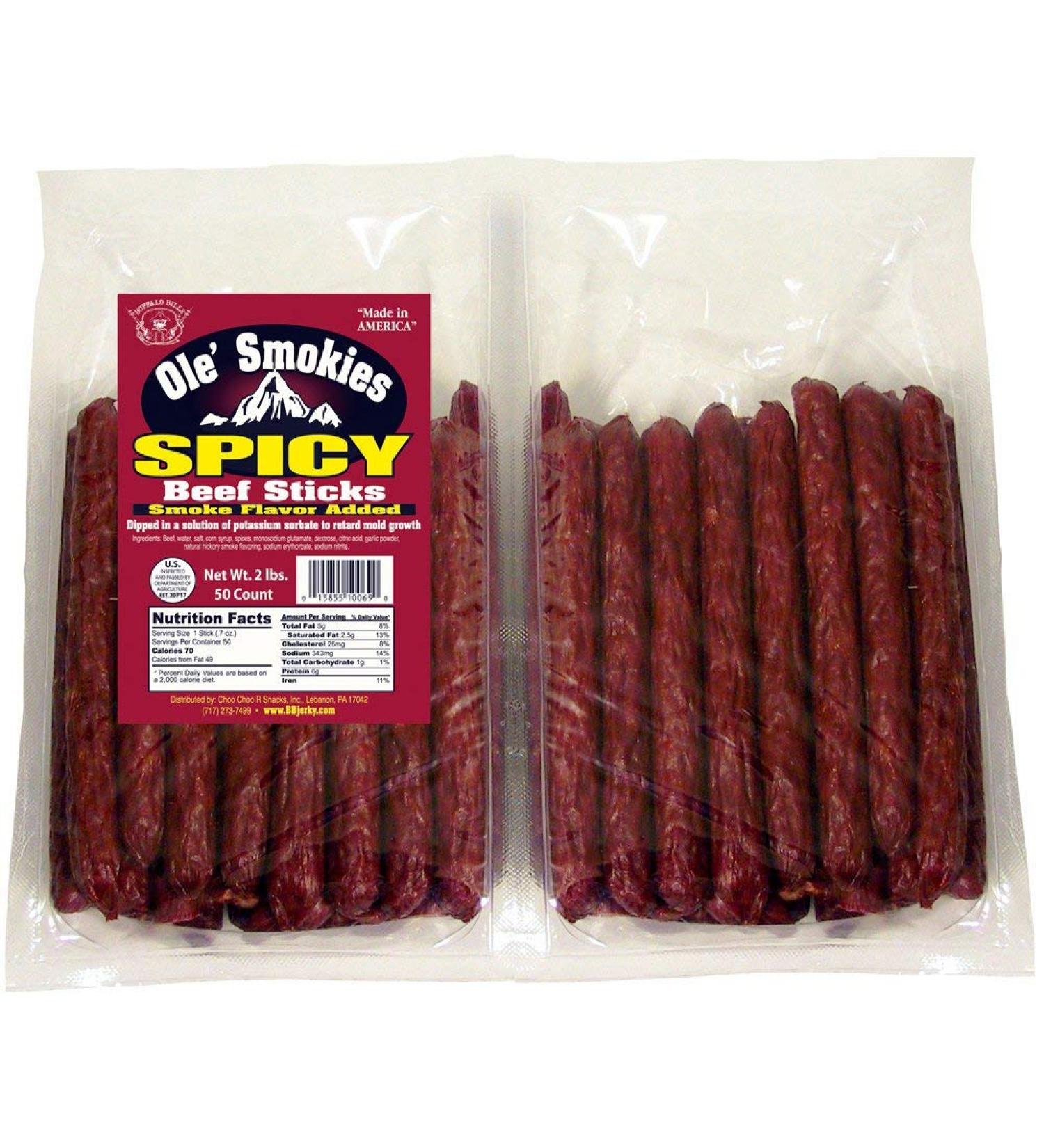 Buffalo Bills 2-lb Spicy 5 Ole' Smokies Saddlebag (50 Beef Sticks) - Buy Online on GoSupps.com