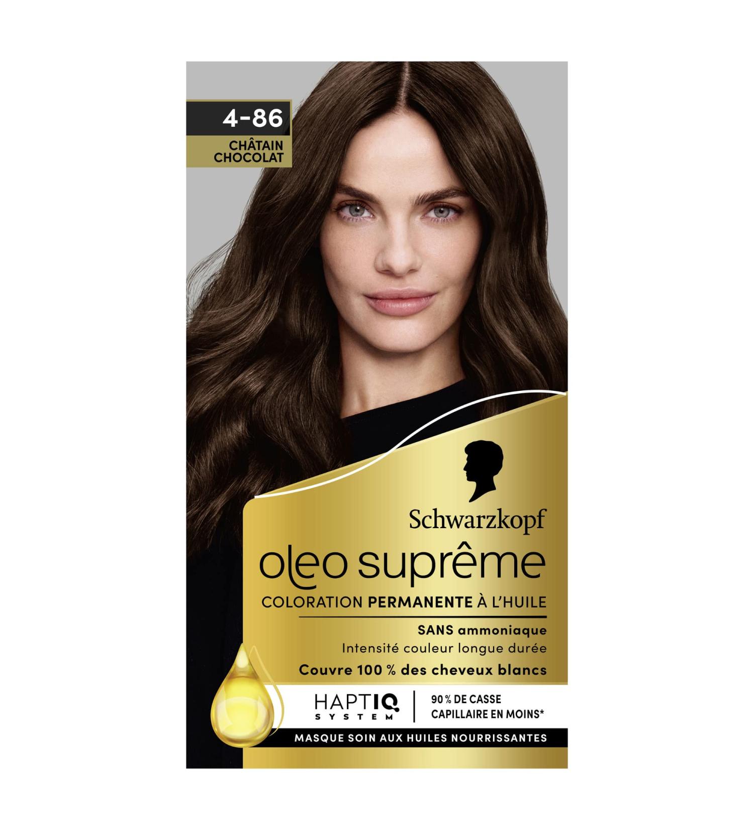 Schwarzkopf - Ol o Supr me - Chocolate Brown - 4-86 - Permanent Oil-Based Hair Color - Ammonia Free - Long-Lasting Color Intensity - 100% Coverage of White Hair - HAPTIQ System - Buy Online on GoSupps.com