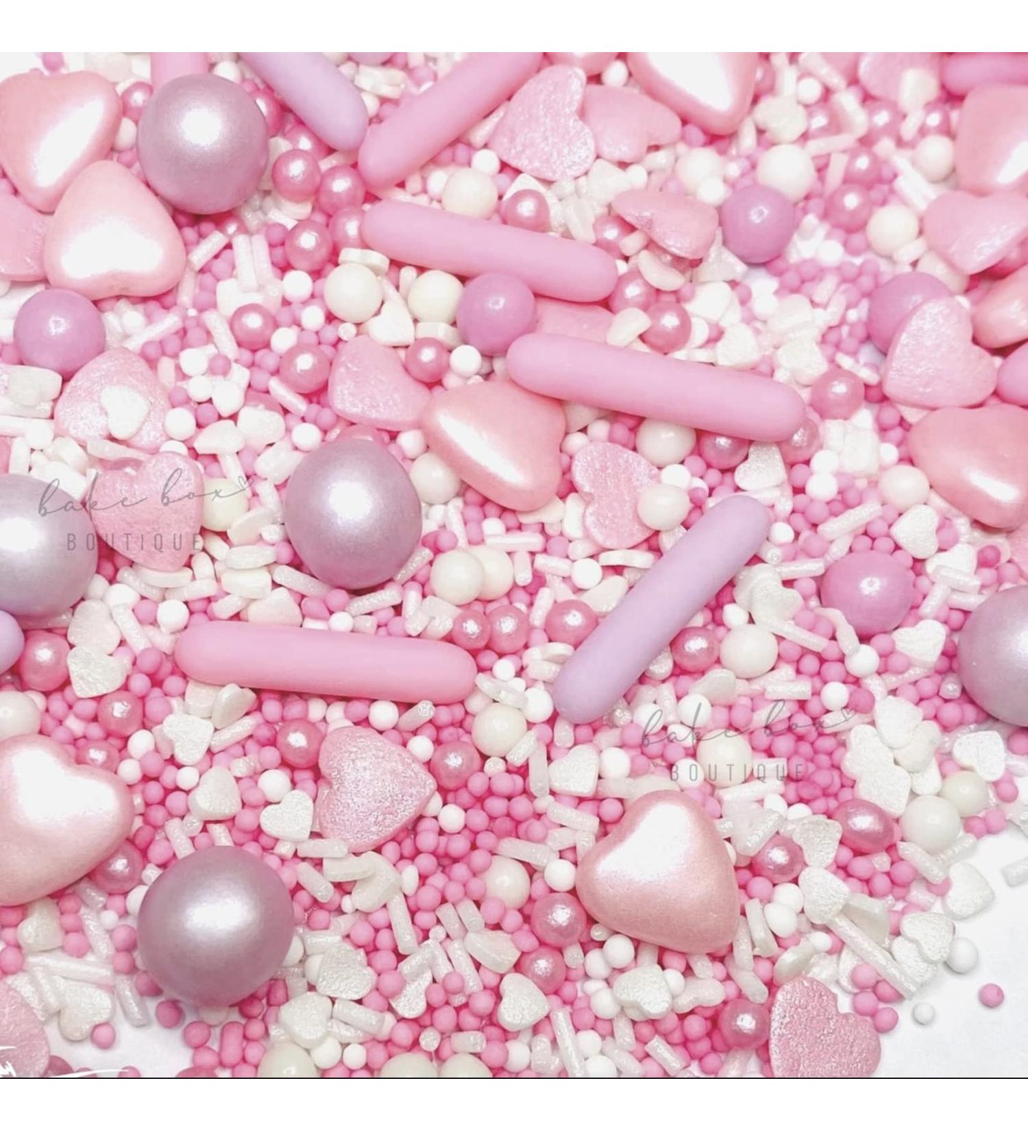 Easter sprinkles pastel Pink White Lilac Sprinkles edible pretty Shimmer hearts chocolate balls rods pearls cupcake cake toppers pastel baby shower girl purple pastel Easter she s a CUTIE