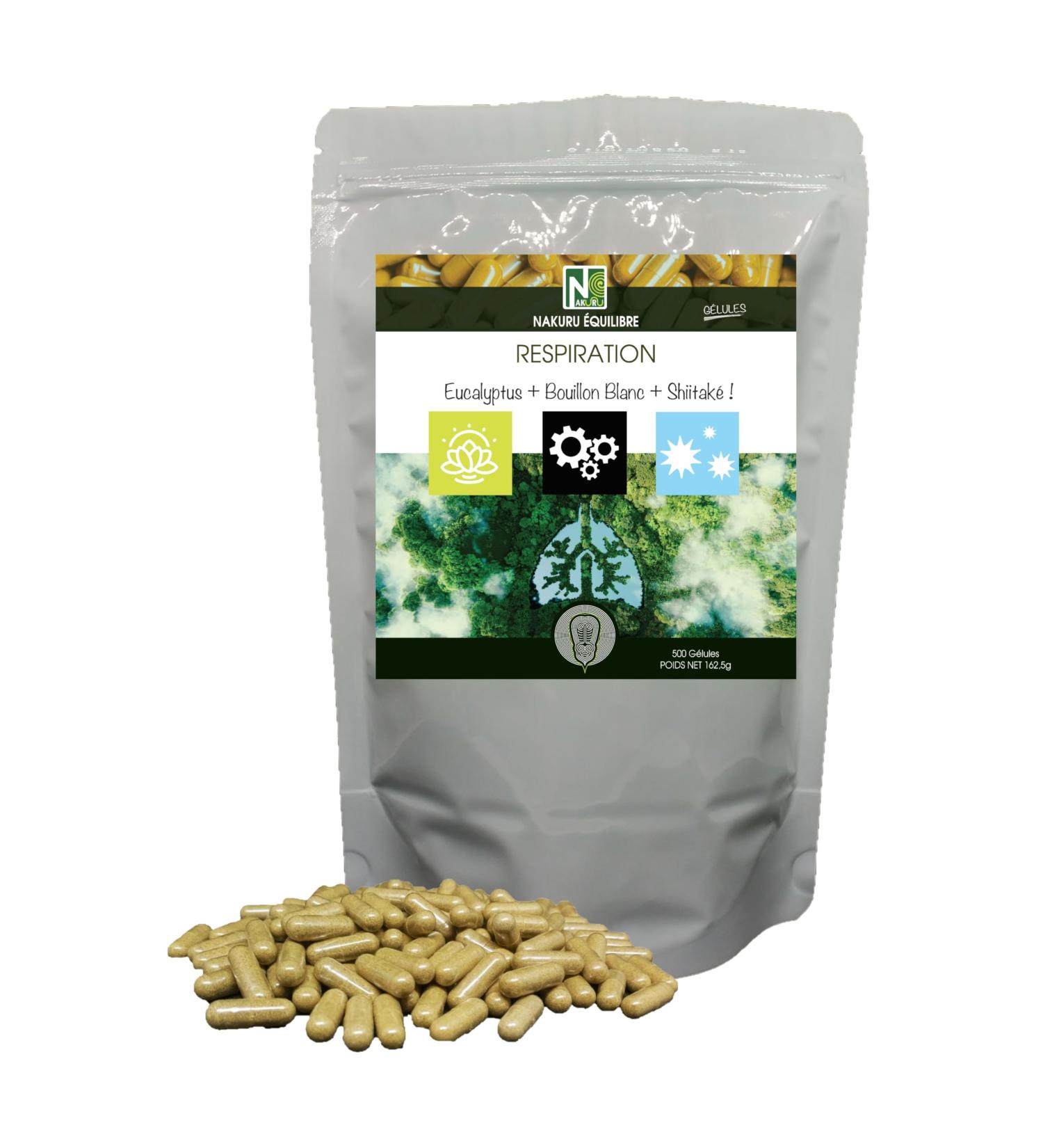  NAKURU NAKURU | Breathing | Balance Range | Made in France | "Eucalyptus + White Bouillon + Shiitak !" (500 Capsules) - Buy Online on GoSupps.com