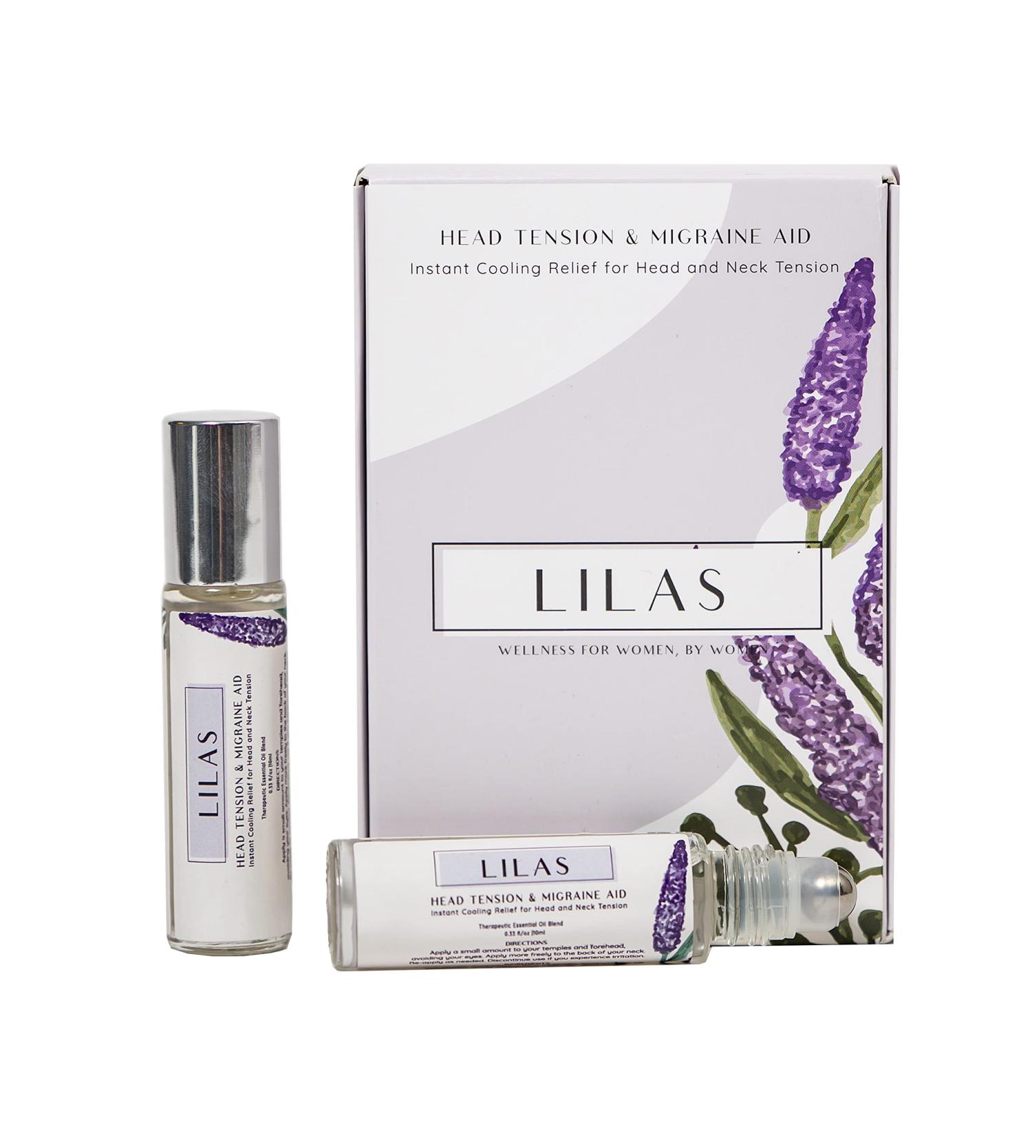 LILAS Migraine Relief Stick with Peppermint & Lavender Essential Oils - Head & Neck Tension Roll-on Oil for Soothing Headache Relief - Buy Online on GoSupps.com
