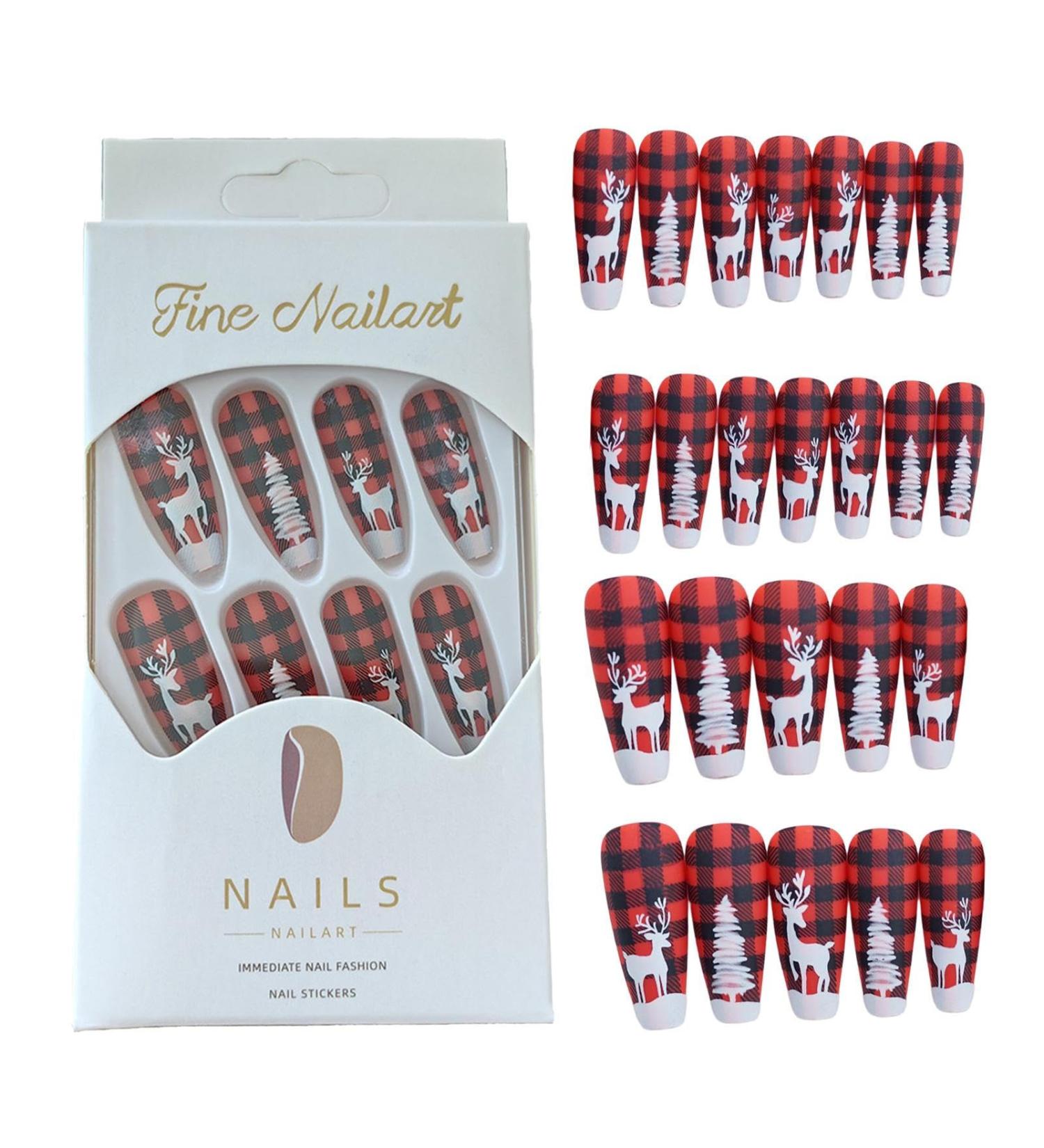 Press on Nails Long Press on Nails with Spider Web Pattern - Halloween False Nails Various Sizes for Ball Wedding Home Pochy Scottish Deer - Buy Online on GoSupps.com