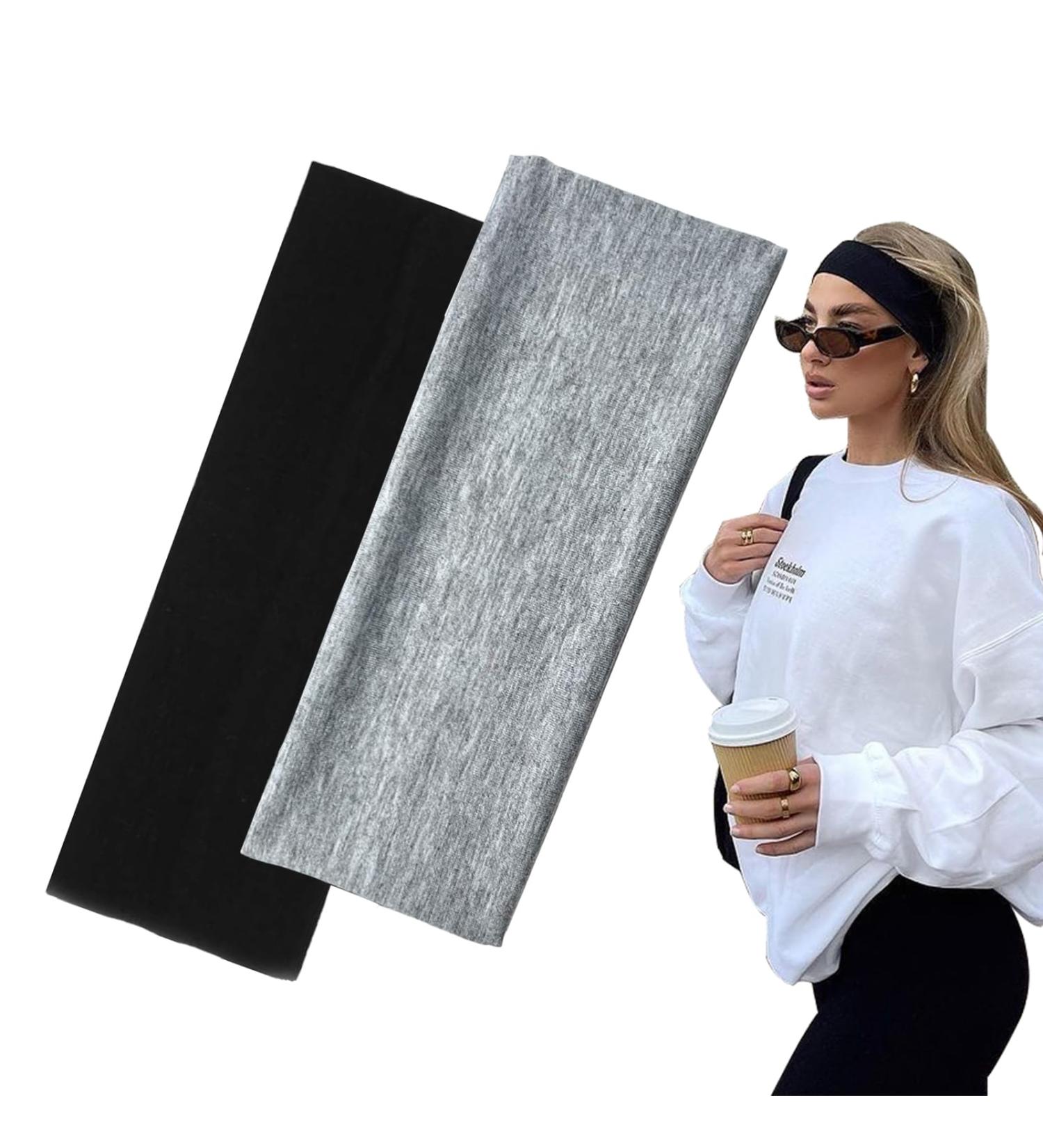 7cm Wide Black Headbands for Women Men Yedtreg 2pack Fashion Head Bands for Women's Hair Soft Fabric Stretchy Hair Bands for Makeup Yoga Running Sports (Black/Grey) C-Black/Grey - Buy Online on GoSupps.com