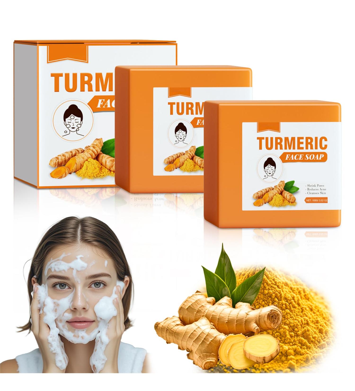 Lot de 2 Turmeric Kojic Acid Soap Turmeric Soap Savon Curcuma Visage Savon L'acide Kojique au Curcuma pour Bain claircissant Hydratant R tr cissement des Pores 2x100g - Buy Online on GoSupps.com