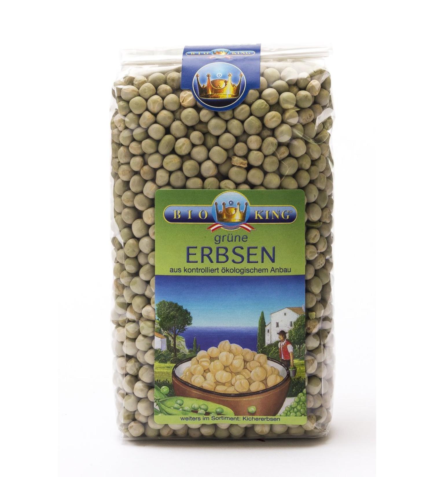BioKing 4x 500g organic green PEAS unpeeled (EUR 2.90 / pack)